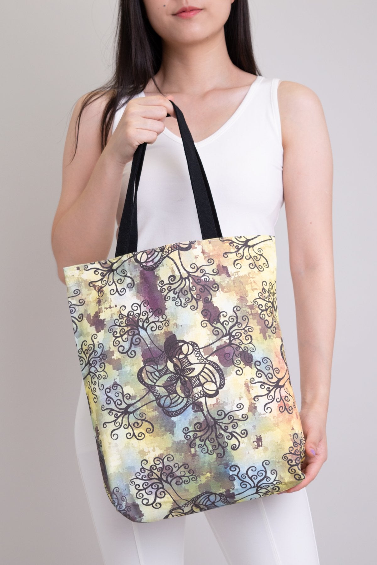 Camouflage Cotton Artwork Tote Bag - Eco-Friendly Reusable Shopping Bag for Groceries, Beach, and Daily Use