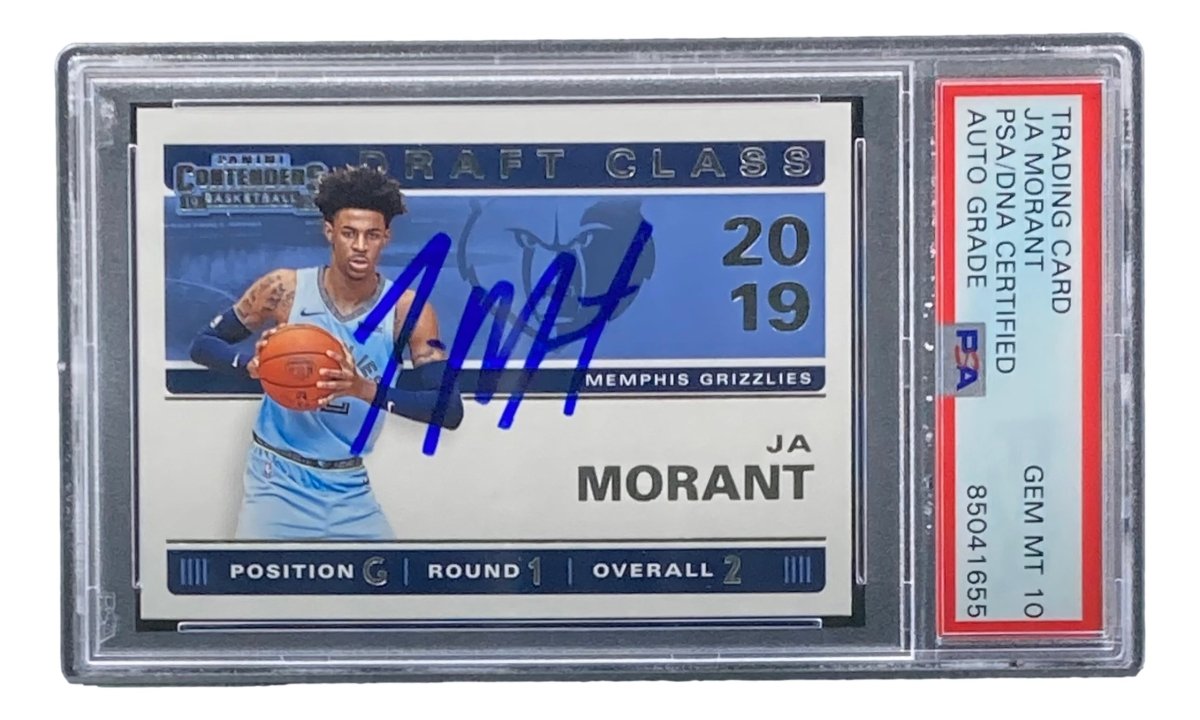 Ja Morant Autographed 2019-20 Panini Contenders #2 Rookie Card PSA/DNA Gem Mint 10 - Perfect for NBA Memorabilia Collectors & Basketball Fans Display