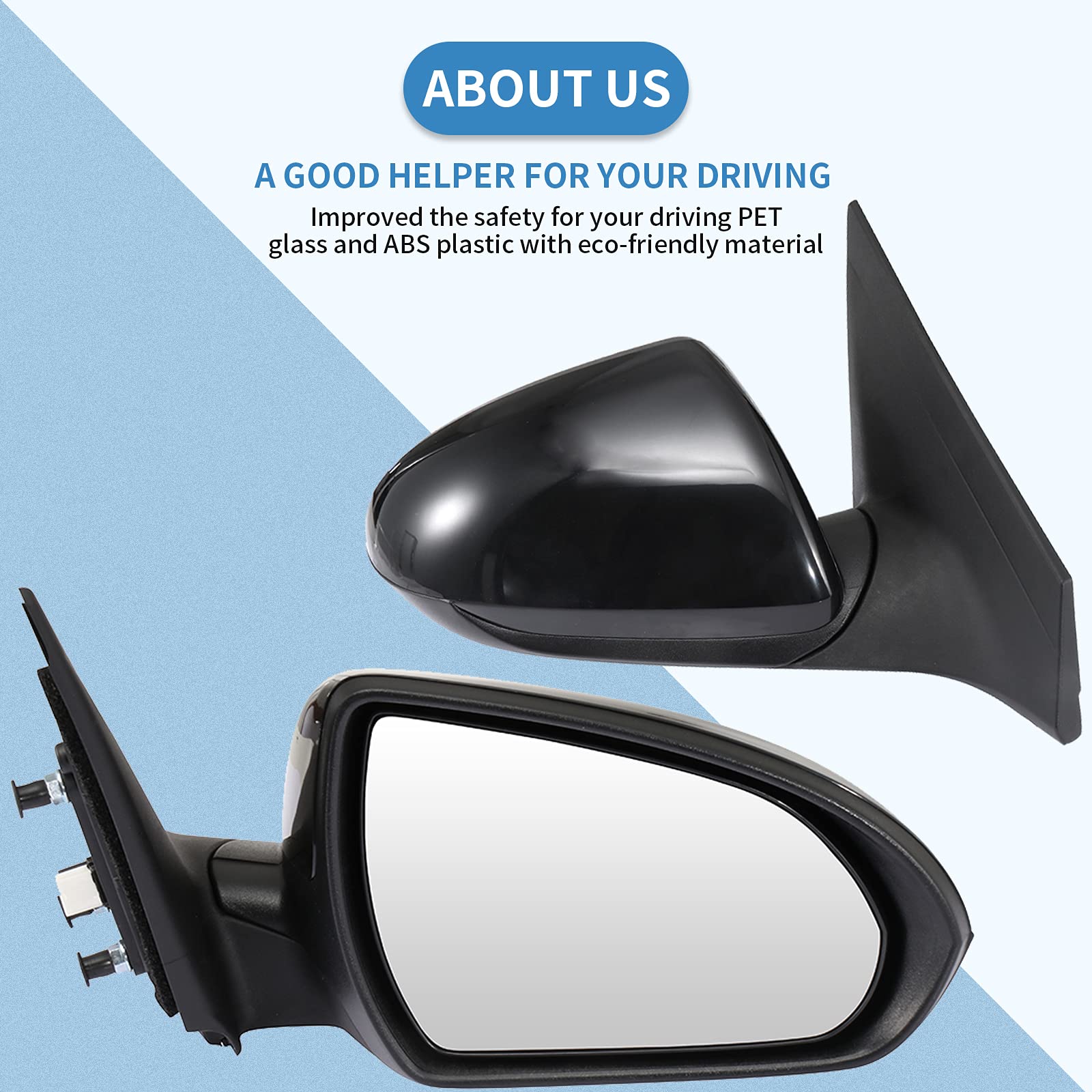 ECCPP Replacement Exterior Mirrors for 2017-2018 Hyundai Elantra Passenger Side (HY1320224-AUT) - Perfect Fit, Easy Installation for Enhanced Driving Safety