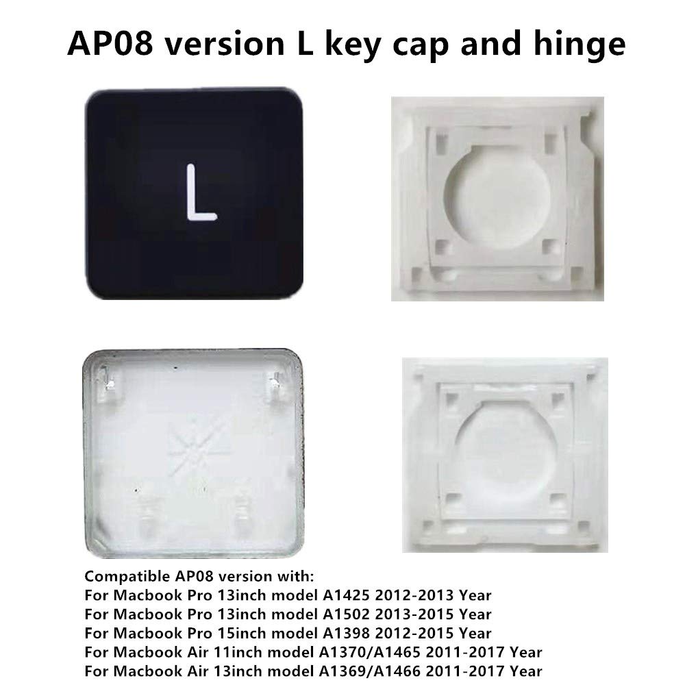 MacBook Pro & Air Replacement L Key Cap & Hinges - Compatible with MacBook Pro A1425 A1502 A1398 & MacBook Air A1369 A1466 A1370 A1465 - Fix Broken Keyboard Keys for Typing, Coding & Office Work