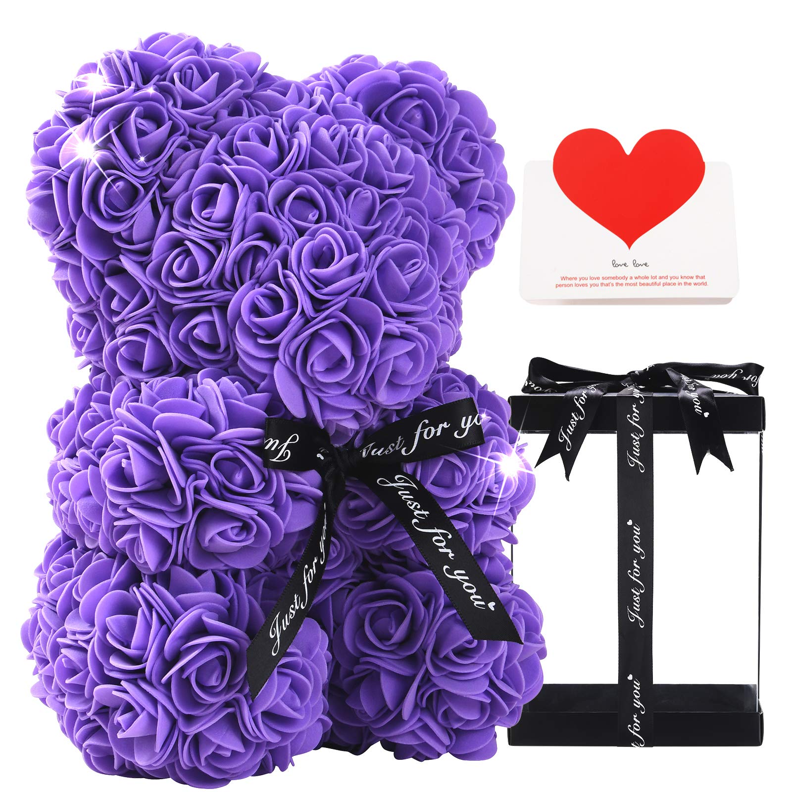 Handmade Purple Rose Bear Teddy - Luxury Floral Gift for Women, Valentine's Day, Mother's Day, Wedding & Anniversary - 10