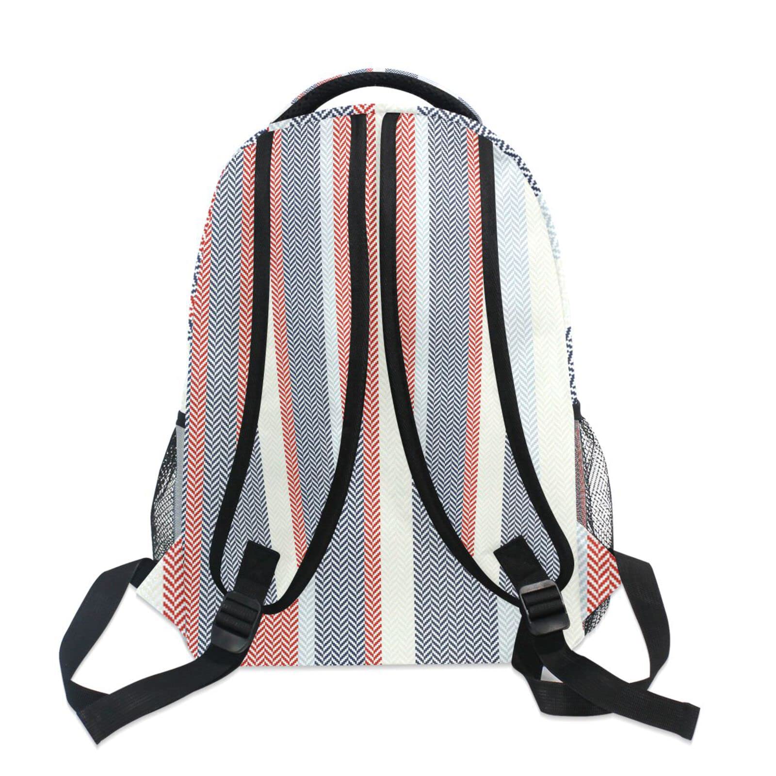 Stylish Striped Backpack for Women & Men - Lightweight Daypack for Gym, Sports, Travel & Casual Use | Durable Shoulder Bag in Classic Red & Navy