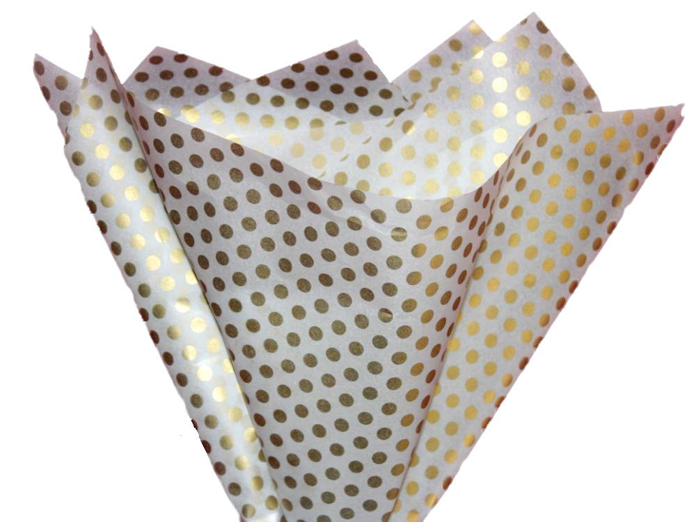 Premium Ocean Tides Gift Wrapping Tissue Paper - 50 Sheets Bulk Gold & Gold Dots Tissue Paper (15