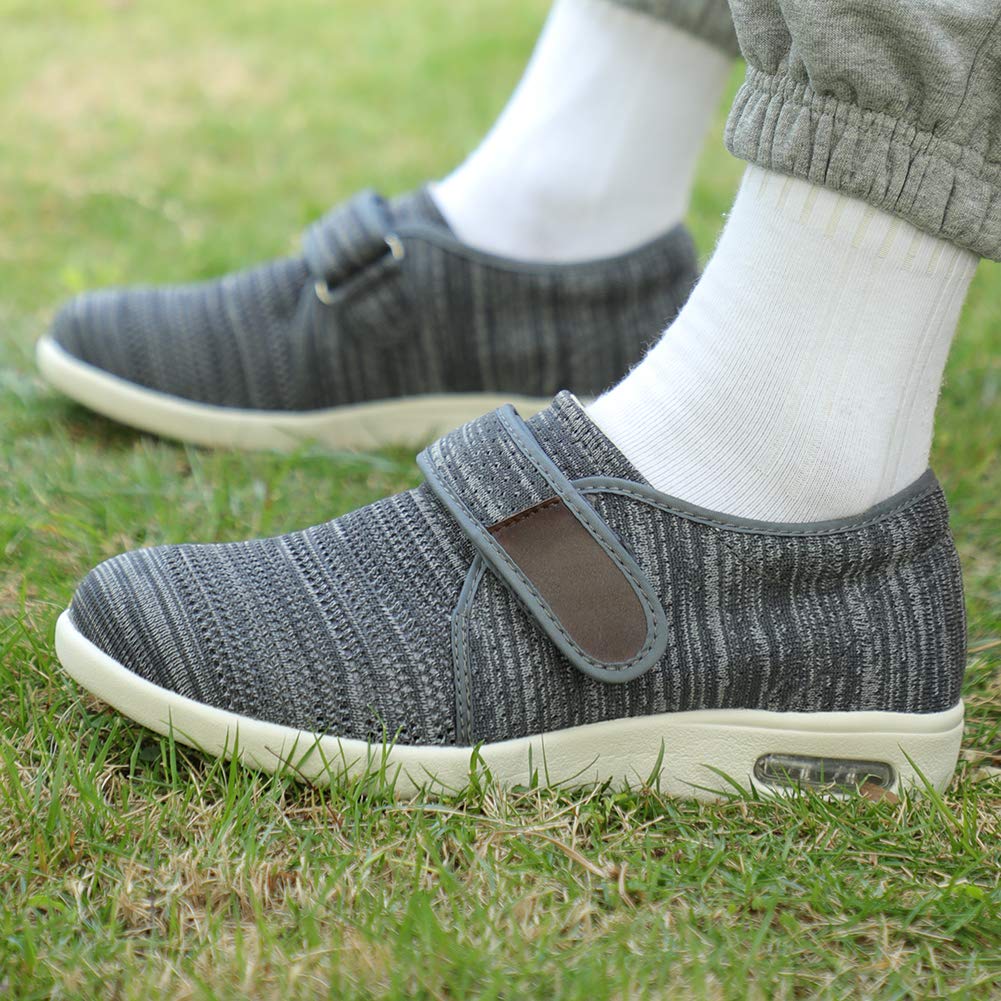 W&LESVAGO Men's Diabetic Shoes with Adjustable Closures - Lightweight Non-Slip Wide Width Walking Shoes for Elderly, Edema, Plantar Fasciitis & Arthritis - Comfortable Footwear for Swollen Feet - Ideal for Daily Walking, Nursing & Medical Use