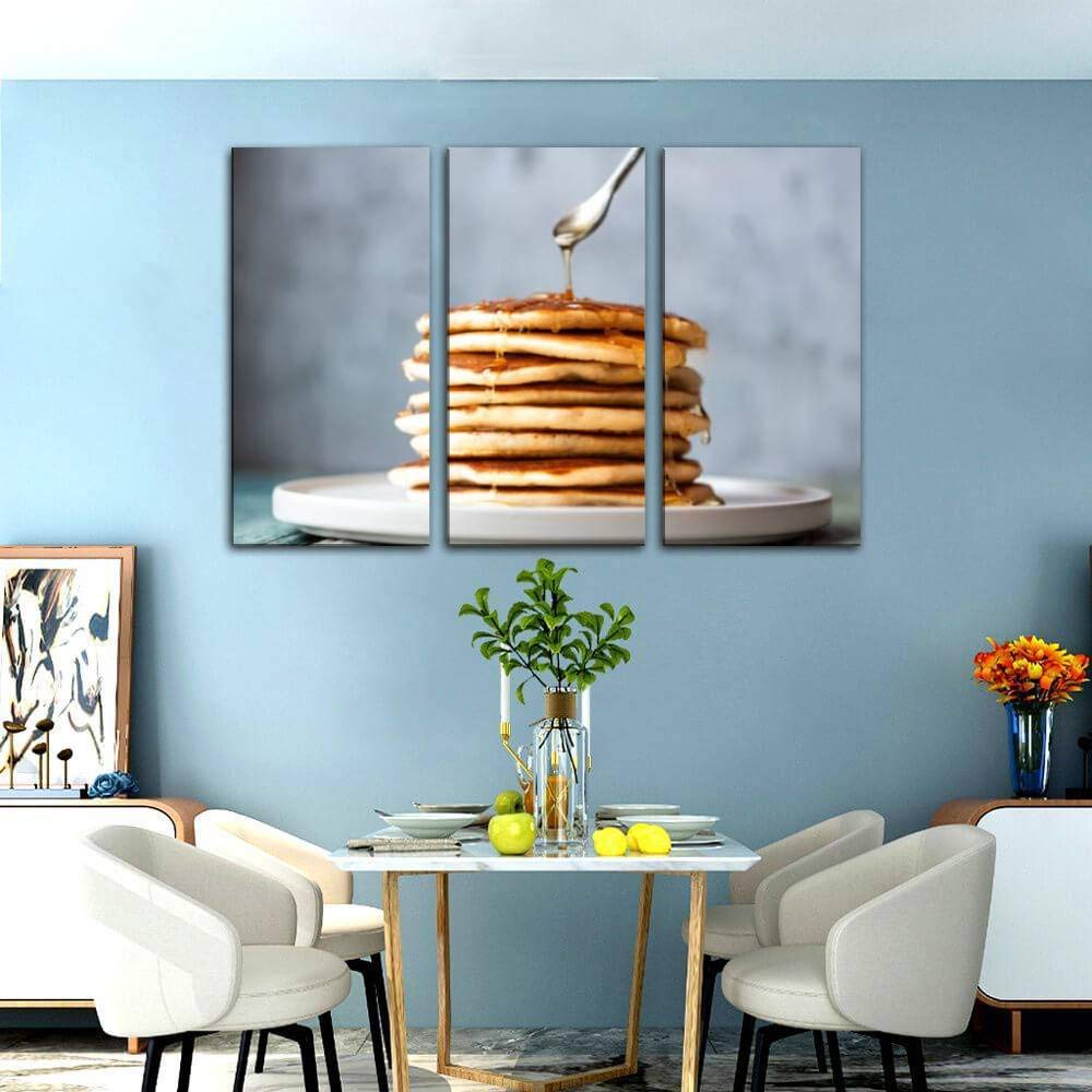 Blaverr 3-Panel Pancake Wall Art - Modern Canvas Prints for Living Room & Bedroom Decor