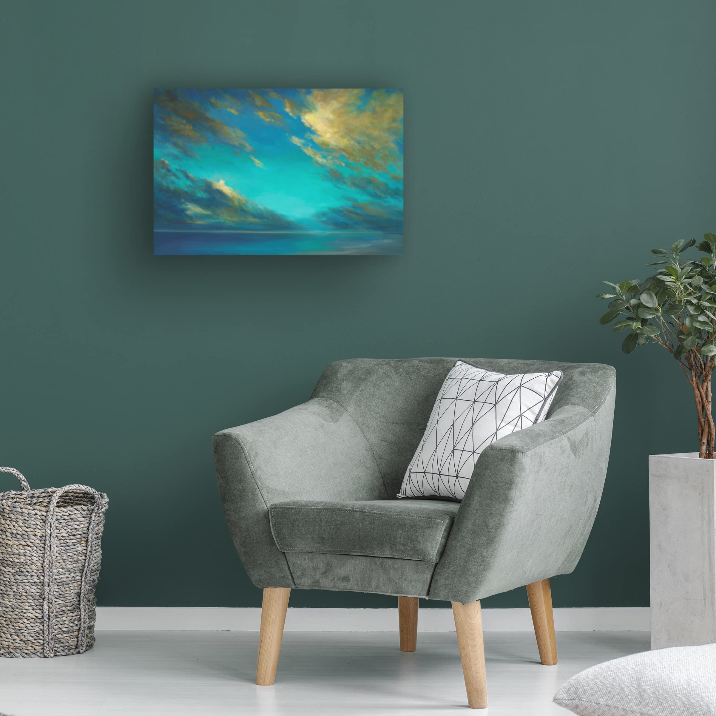 Trademark Fine Art 'Coastal Cloudscape' Canvas Wall Art by Sheila Finch - Stunning Beach Landscape Painting for Living Room, Bedroom & Office Decor