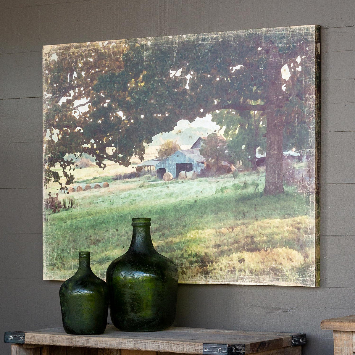 Distressed Watercolor Canvas Barn Print - Vintage Farmhouse Wall Art Decor for Living Room, Bedroom & Office - Perfect Rustic Home Decor Gift