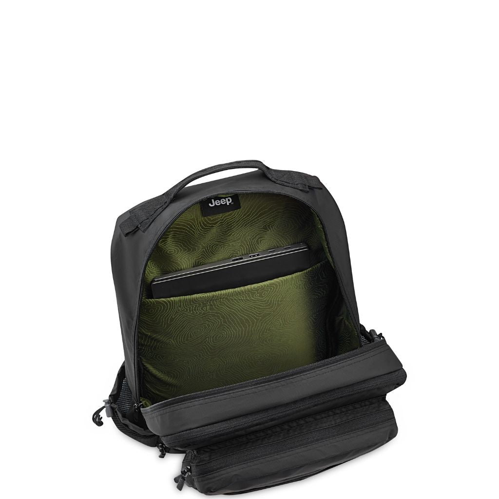 Jeep Tactical Multi-Pocket 15L Backpack - Durable Military Style Rucksack for Hiking, Camping & Outdoor Adventures (Black)