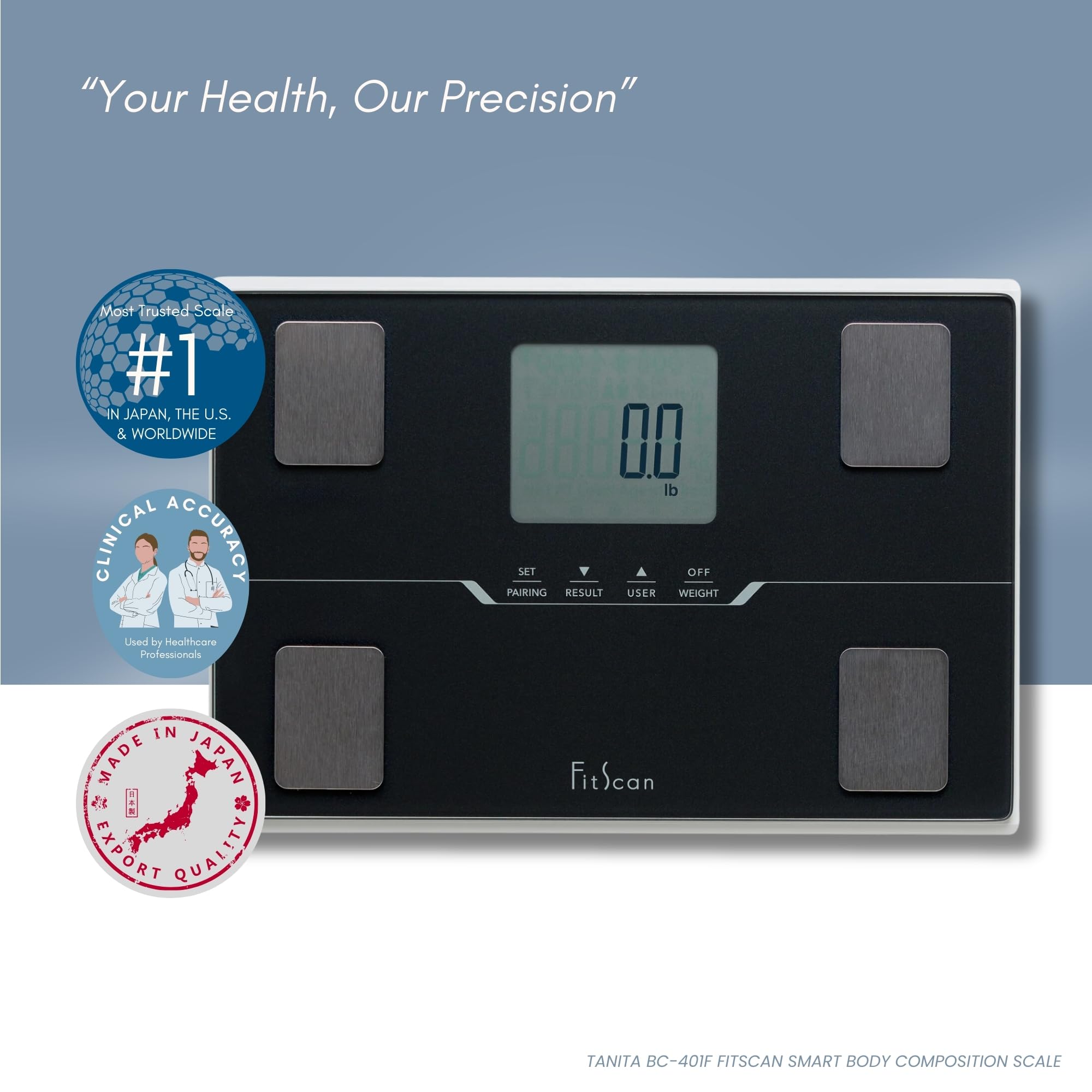 TANITA BC-401F Bluetooth Digital Body Composition Scale - Portable Travel Bathroom Scale with Health Tracking & FitScan Technology - Accurate Weight & Body Fat Measurement for Home, Gym & Travel Use
