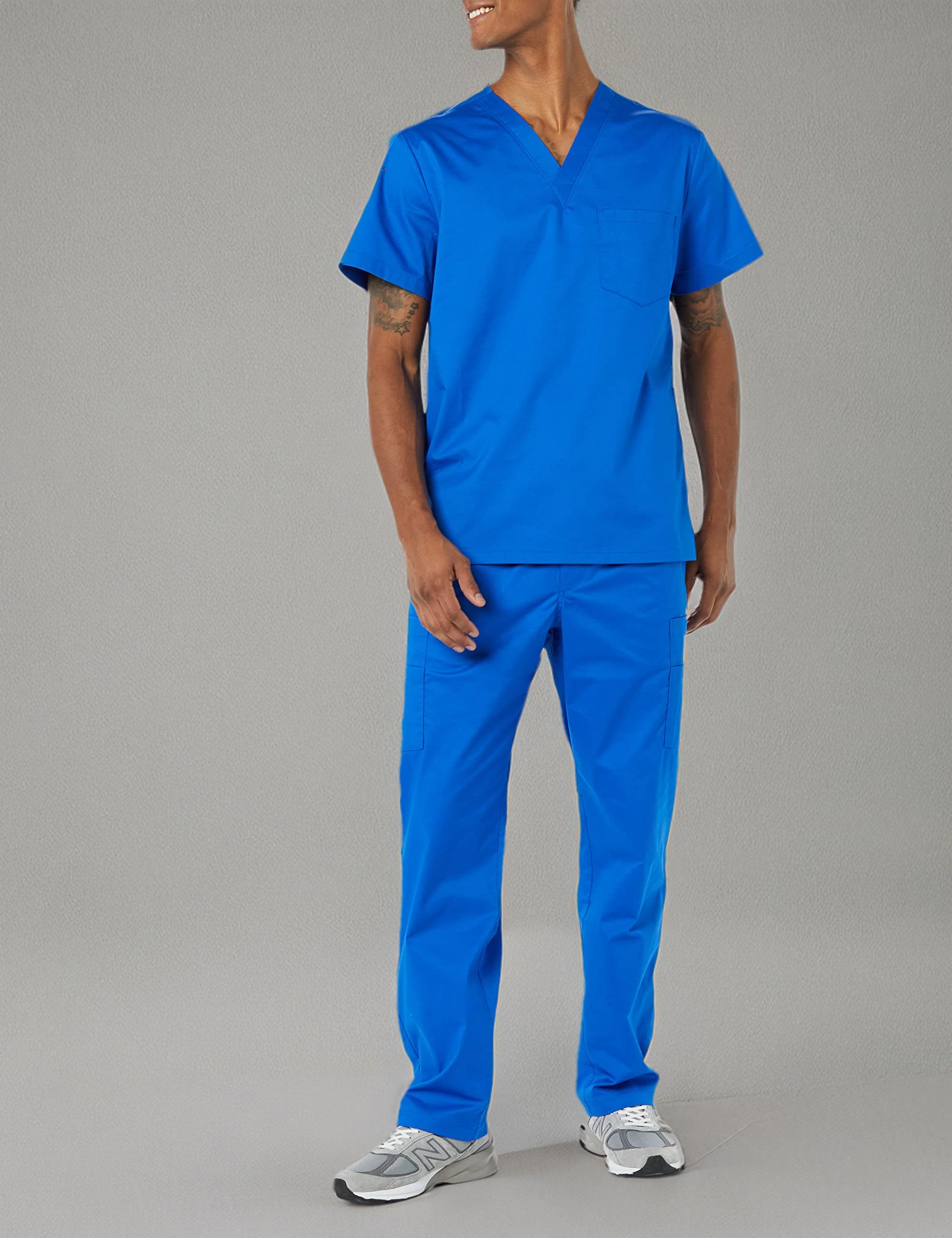 Amazon Essentials Men's V-Neck Scrub Top with Pockets - Comfortable Medical Uniform for Doctors & Nurses - Perfect for Hospital, Clinic & Healthcare Work