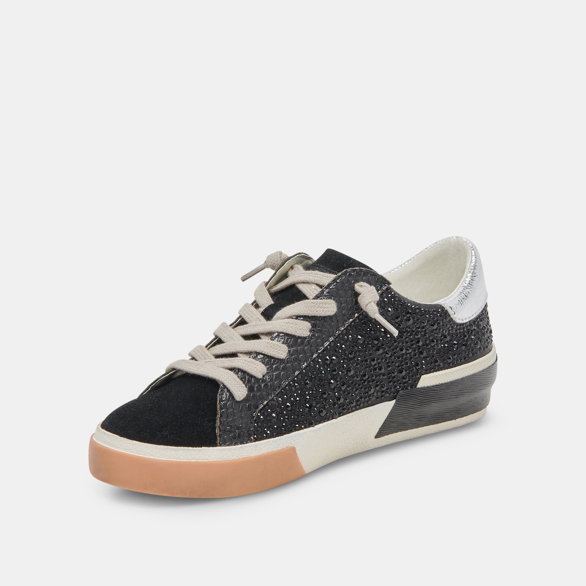 ZINA CRYSTAL SNEAKERS - Women's Black Suede Fashion Sneakers with Rhinestones | Perfect for Casual Wear, Parties & Special Occasions