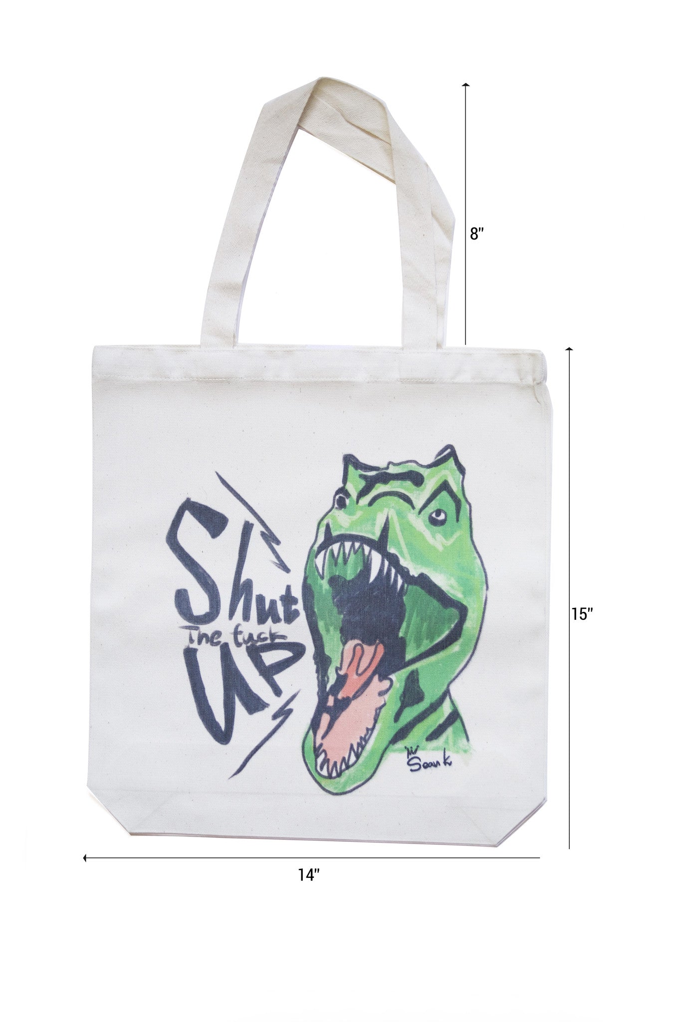 Shut The F*ck Up Dinosaur Eco-Friendly Reusable Shopping Tote Bag - Funny Grocery & Beach Tote for Sustainable Lifestyle