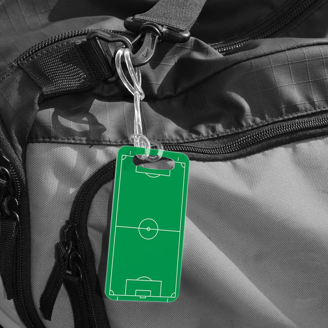 ChalkTalkSPORTS Soccer Luggage Tag & Bag Tag with Standard Field Lines - Perfect for Soccer Players, Travelers & Sports Fans
