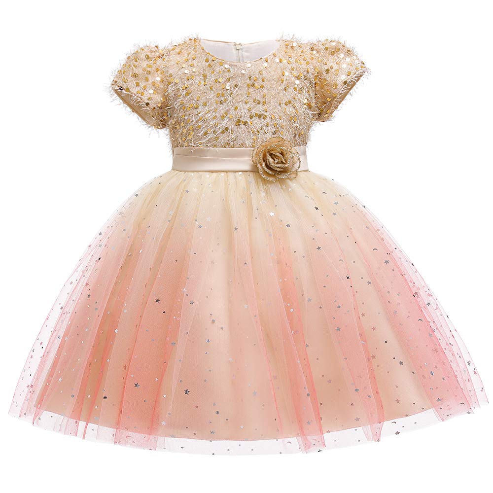 Gradient Color Starry Night Sequined Dress for Girls - Elegant Party, Wedding & Pageant Formal Gown | Perfect for Prom, Homecoming & Special Occasions