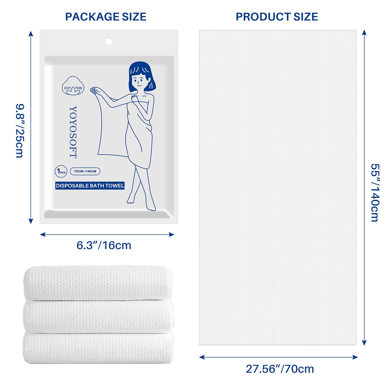Premium Disposable Bath Towels - Soft, Highly Absorbent 55