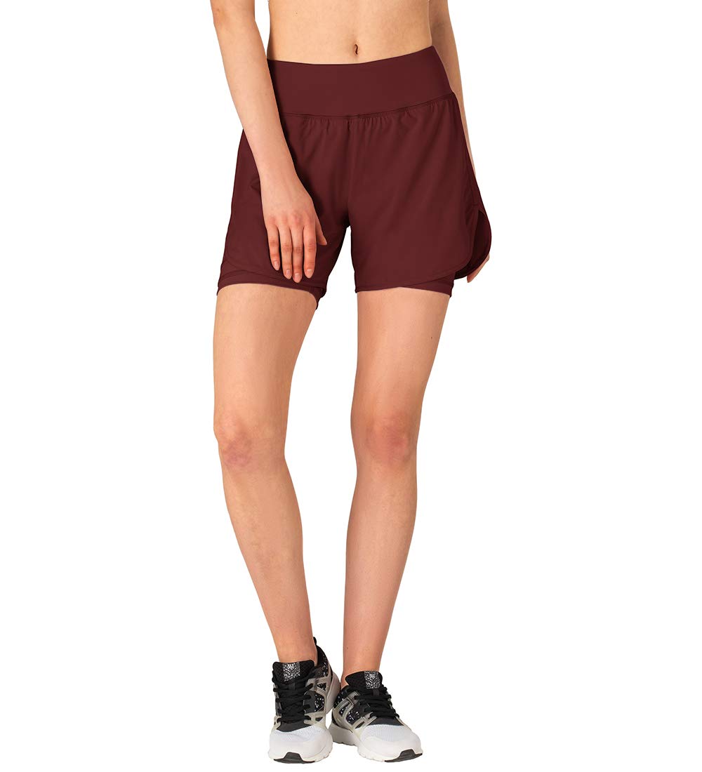 Gopune Women's 2-in-1 Running Shorts with Liner - High Waist Workout Athletic Shorts for Yoga, Gym & Fitness Training - Perfect for Jogging, Cycling & Summer Sports Activities
