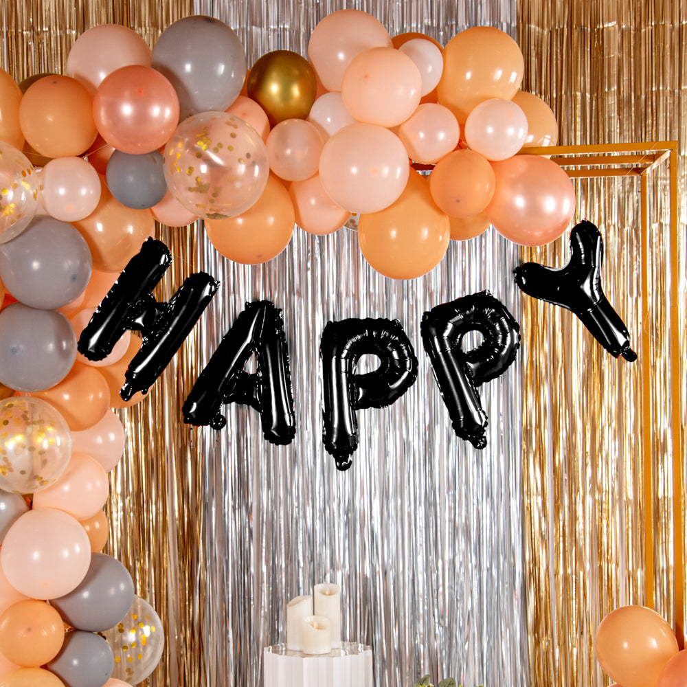 Black Mylar Letter H Balloon - 16 Inch Large Foil Balloon for Birthday Party Decorations, Baby Showers & Graduation Celebrations (1 Count)