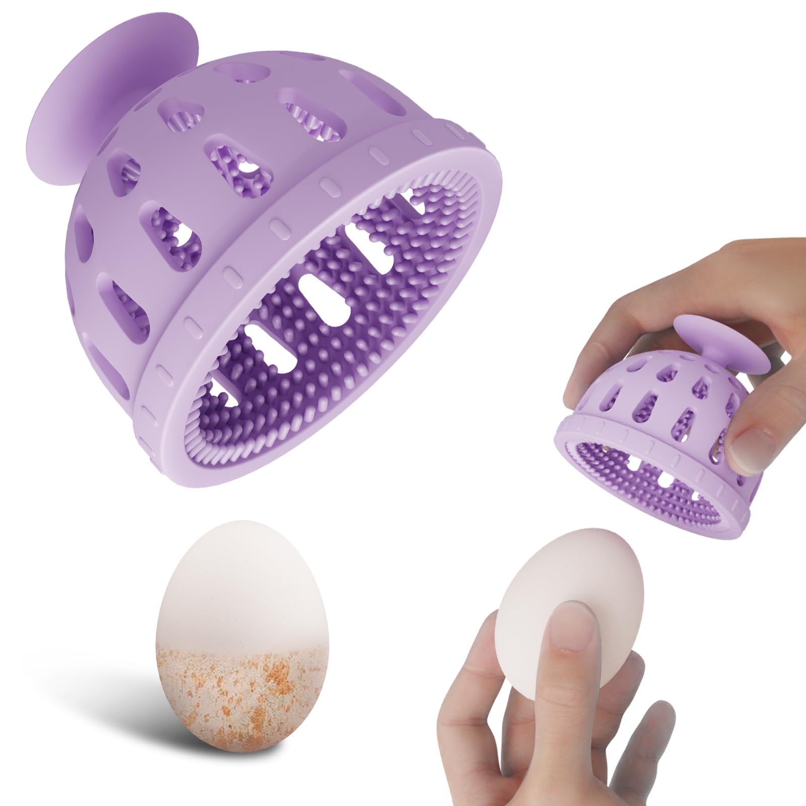 Premium Silicone Egg Brush Cleaner - Gentle Egg Washer for Fresh Eggs - Durable Cleaning Tool for Poultry & Farm Use - Purple (1 Pack) - Perfect for Home Kitchen, Farm, and Organic Egg Cleaning
