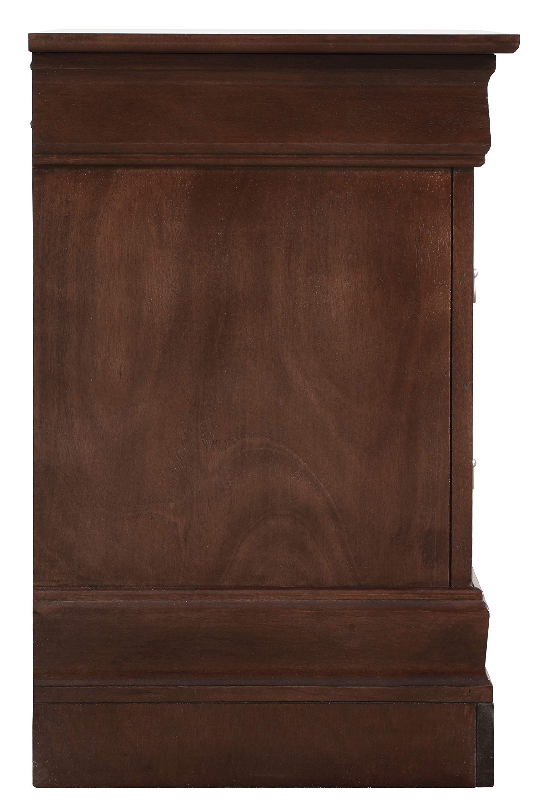 Glory Furniture Louis Phillipe 2-Drawer Nightstand in Cappuccino Finish - Elegant Bedside Table for Bedroom Decor & Storage