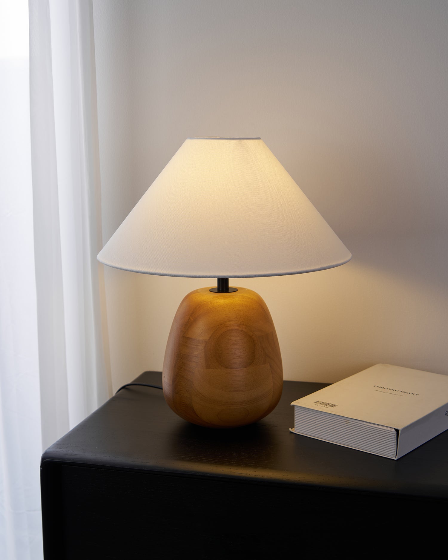 Stylish Irving Wood Table Lamp - Modern Home & Office Decor Lighting for Bedroom, Living Room, and Study - Warm Ambient Light for Reading & Relaxation