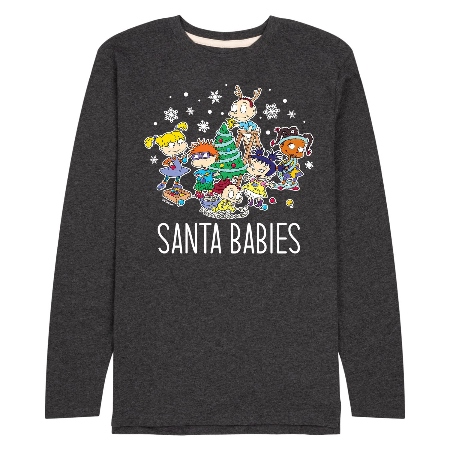 HYBRID APPAREL Rugrats Men's Christmas Holiday Graphic Long Sleeve T-Shirt - Funny Cartoon Character Tee for Holiday Parties & Family Gatherings