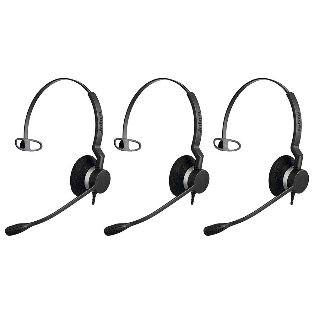 Jabra Biz 2300 Mono USB Headset - UC Optimized Noise Canceling USB-A Wired Headphones (3-Pack) for Call Centers, Office Communications & Remote Work