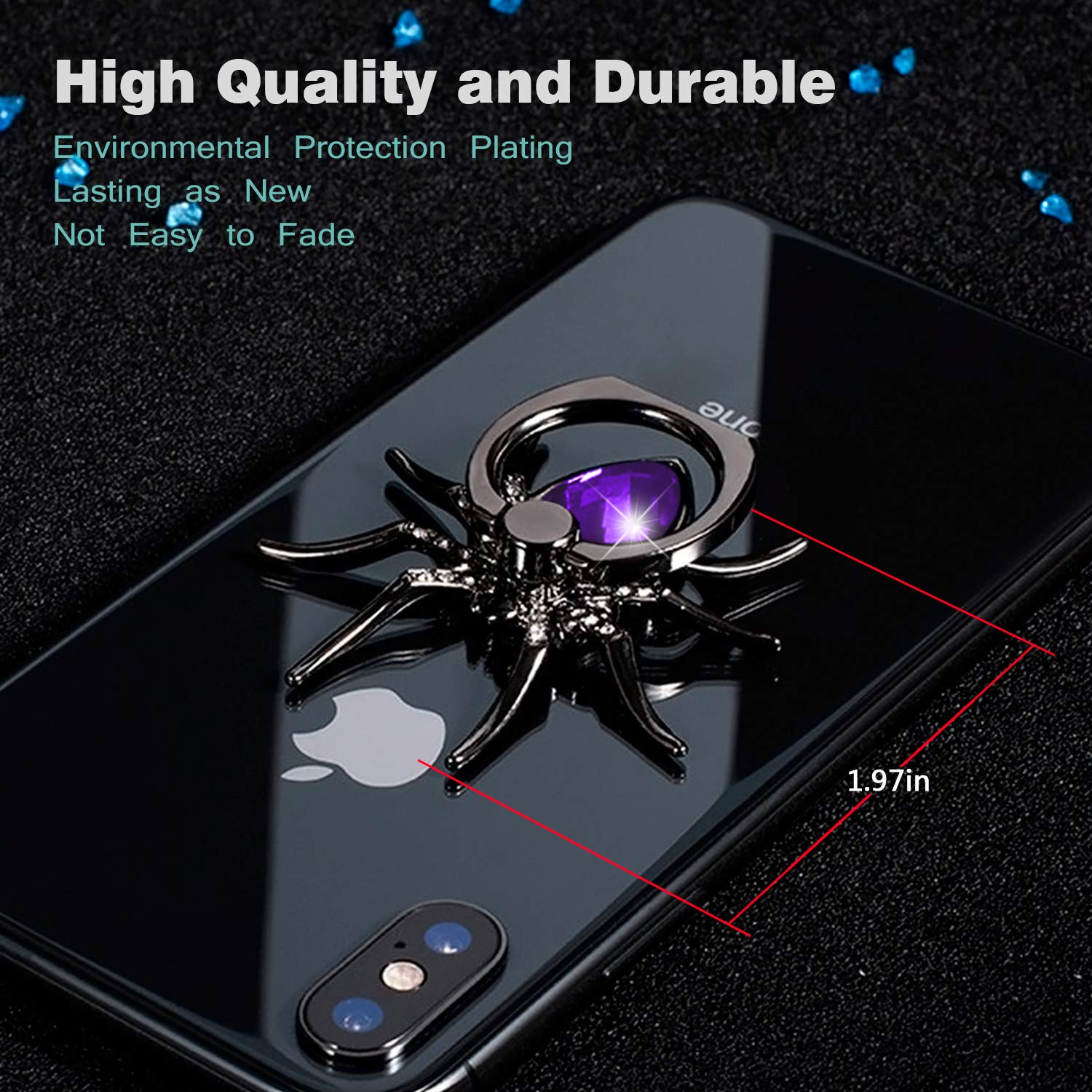 Allengel Spider Phone Ring Holder Stand - Animal Rhinestone Phone Grip & Kickstand for iPhone, Samsung, Google Pixel - Purple (Perfect for Selfies, Videos & Hands-Free Use)