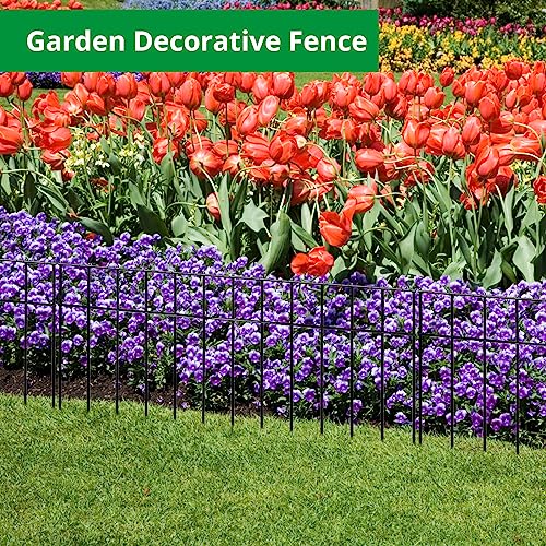 GARVEE 24x15 Inch No Dig Metal Fence - Rustproof Garden Barrier for Dogs, Rabbits & Small Animals | Easy Installation for Yards, Flower Beds & Landscaping