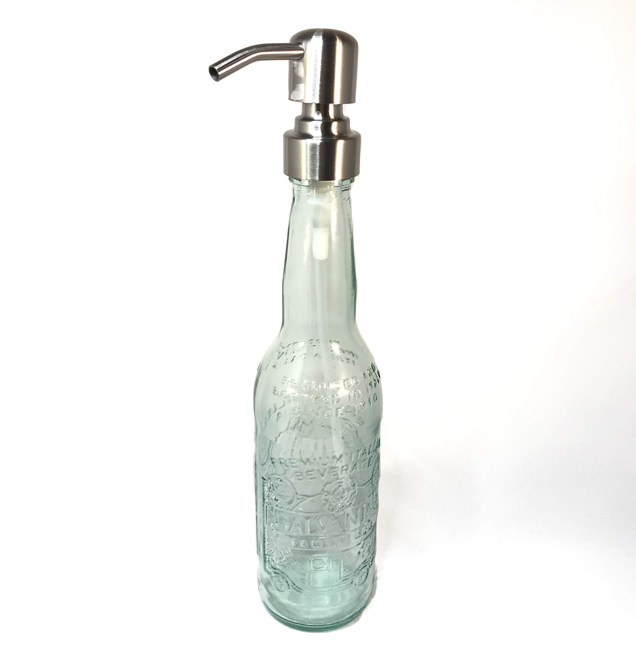 Premium Italian Glass Soap Dispenser - 12 Fl Oz (350ml) Elegant Galvanina Design for Bathroom, Kitchen & Luxury Home Decor