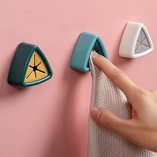 WISHBONE Paste Towel Plug - Plastic Kitchen Towel Holder Hook, Wall Mounted No Drill Dish Rack Organizer - Perfect for Kitchen, Bathroom & Laundry Room Organization