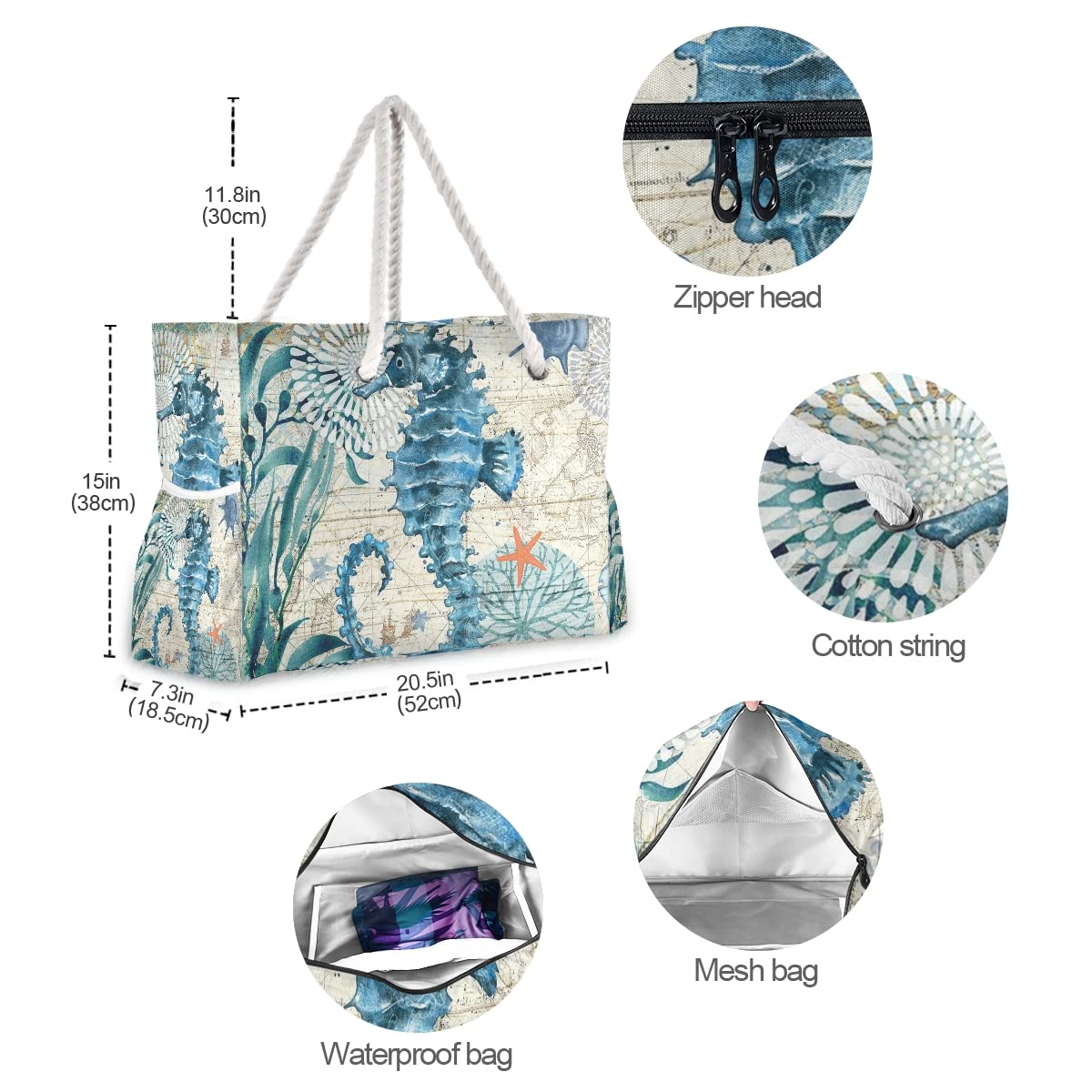Senya Large Beach Shoulder Bag - Water Resistant Canvas Tote for Women, Gym, Travel & Daily Use | Perfect for Pool, Shopping & Work Commute
