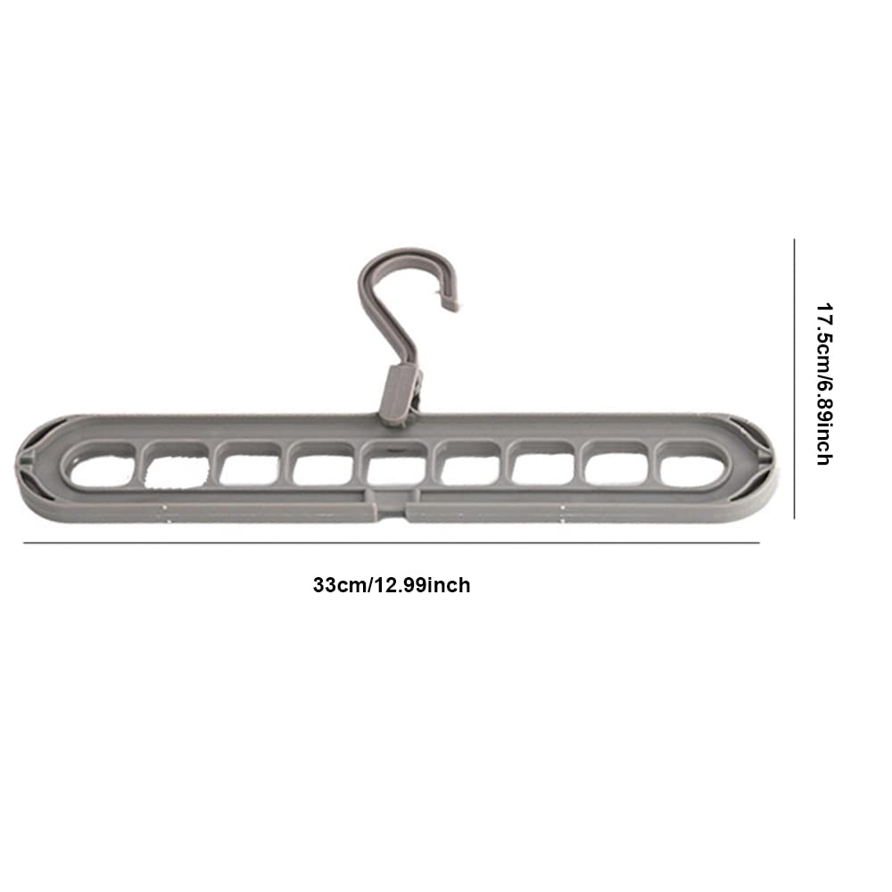 Space Saving 9-Hole Clothes Hanger Organizer - Multi-Functional Wardrobe Hanger for Shirts, Pants & Dresses (Gray) - Perfect for Closet Organization & Small Spaces