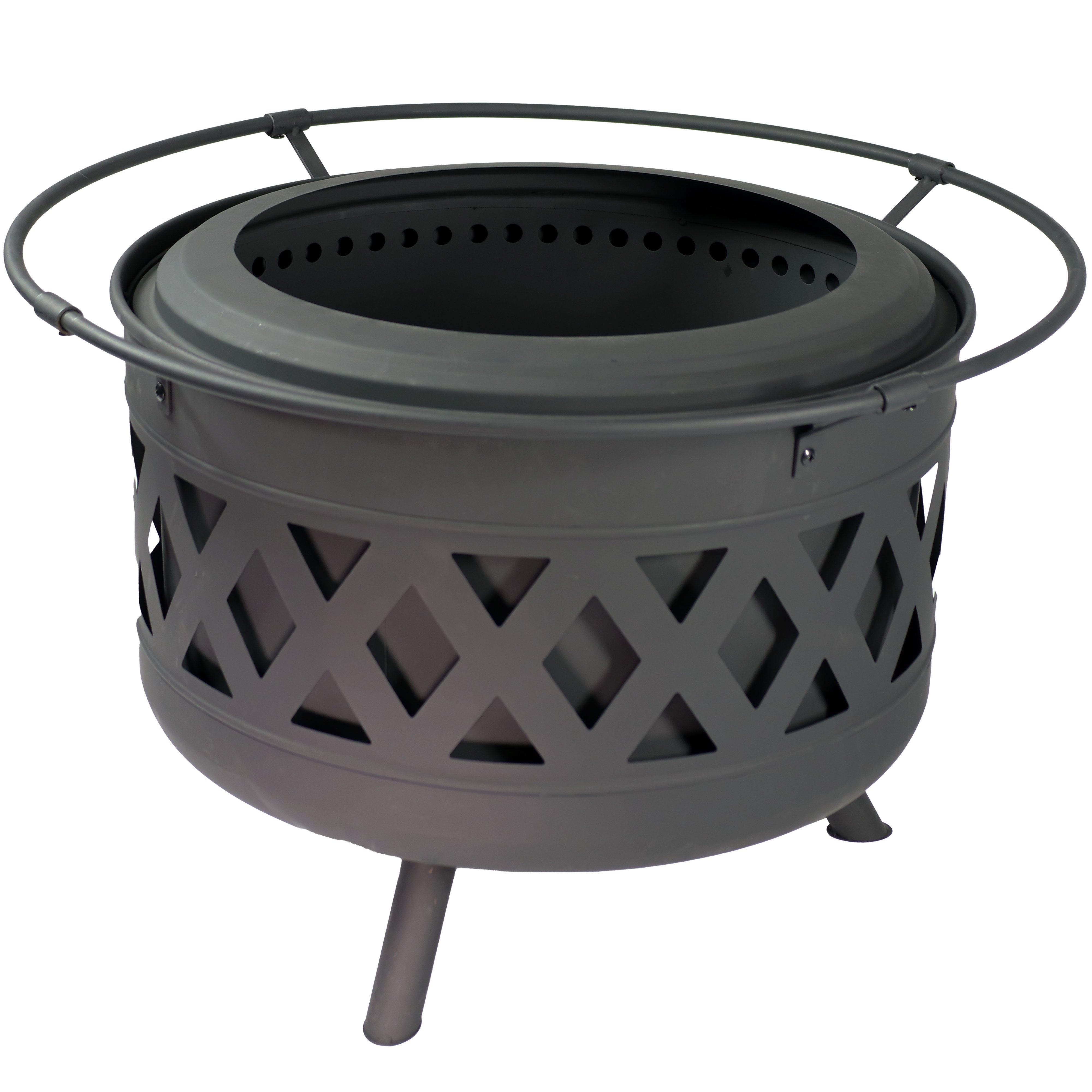 Sunnydaze Crossweave Outdoor Smokeless Fire Pit - 30 Inch Steel Wood Burning Fire Bowl for Backyard, Patio, Camping & Garden Gatherings