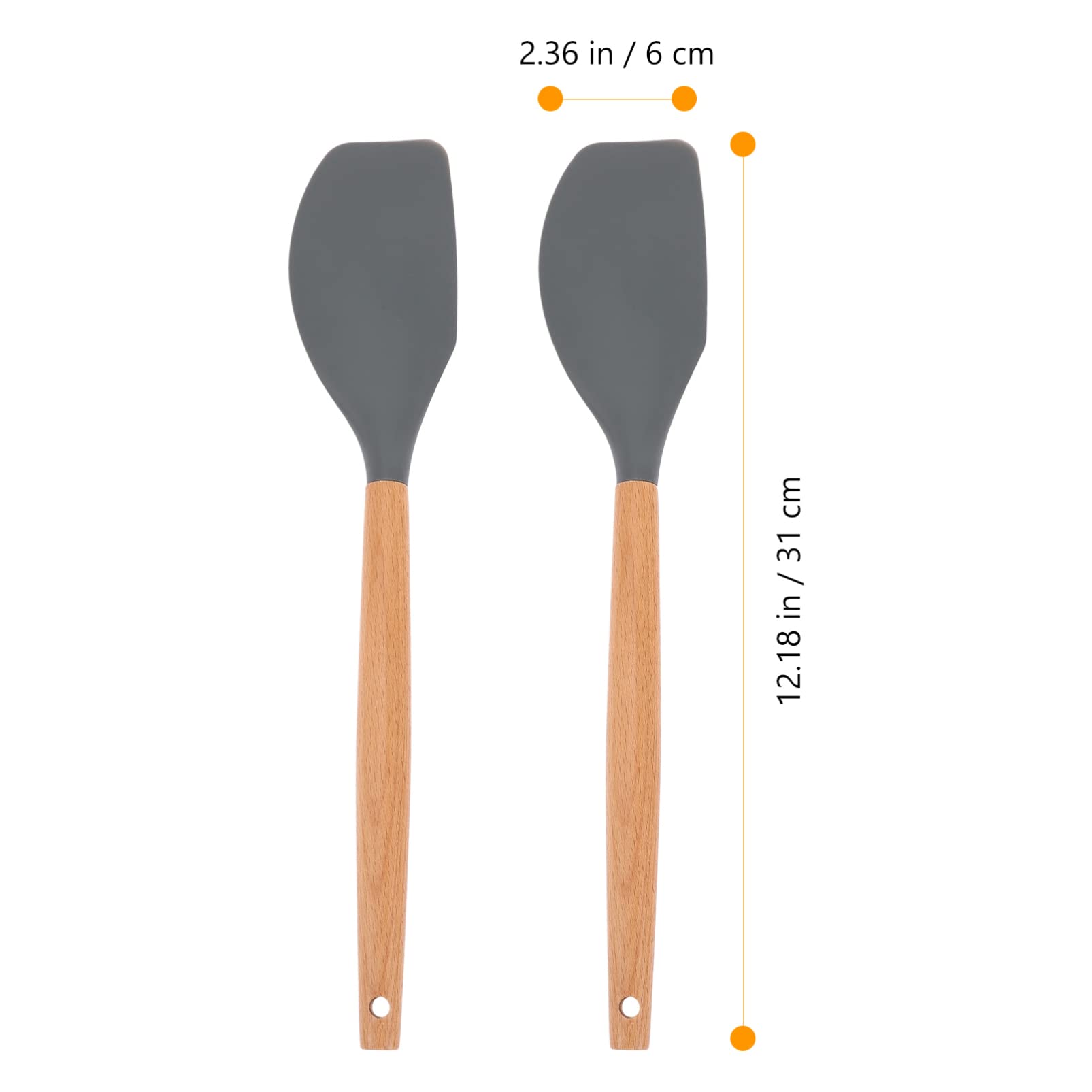 SOLUSTRE 2-Pack Wooden Handle Silicone Spatula Set - Heat-Resistant Cooking Utensil for Pizza, Eggs, Butter - Wide Kitchen Turner for Baking, Flipping & Serving - Perfect for Non-Stick Pans & Food Storage Buckets