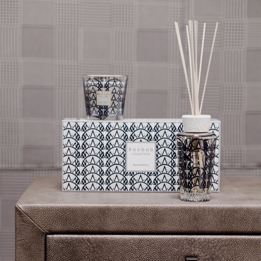 Baobab Collection Manhattan Candle & Diffuser Gift Set - Luxury Scented Candle with Essential Oil Diffuser - Perfect for Home Decor, Relaxation & Gifts