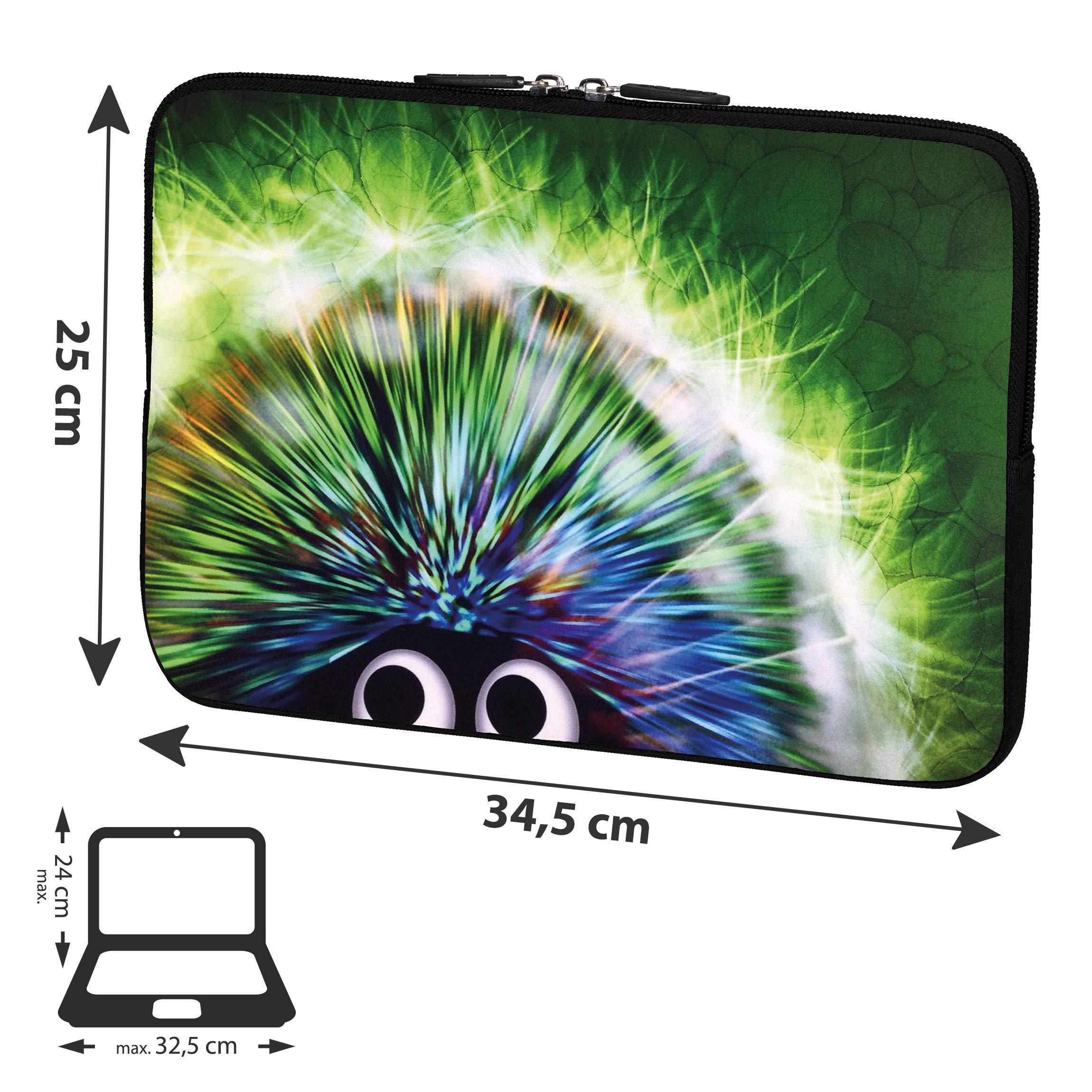 Stylish Green Hedgehog Hard Case Laptop Bag for 13.3 Inch Laptops (Vertical) - Includes Mouse & Mouse Pad | Perfect for Work, Travel & School