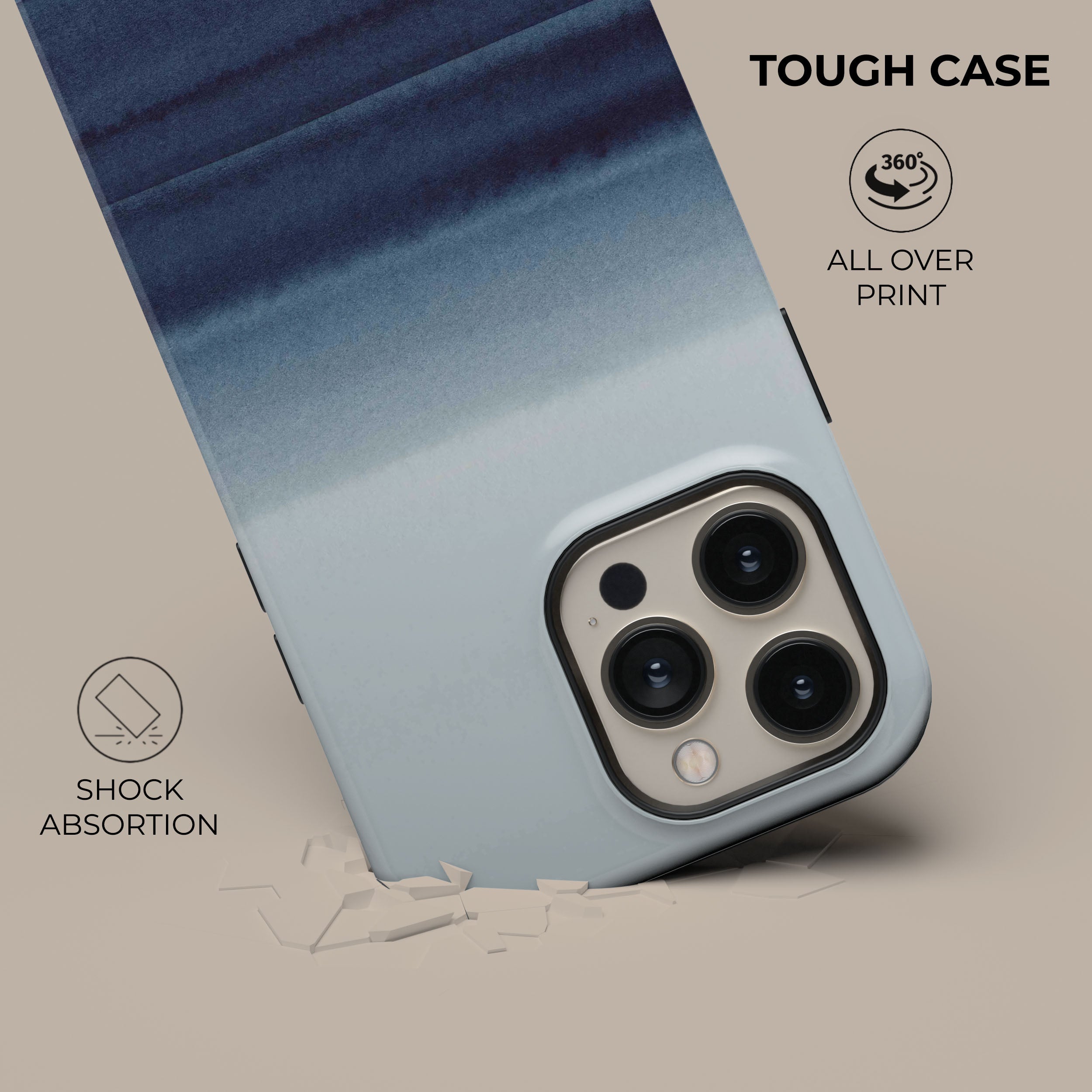 Ocean Tie Dye Phone Case for iPhone 15 14 13 12 Pro Max - Waterproof Shockproof Protective Cover - Trendy Hippie Style for Beach Vacation & Summer Festival