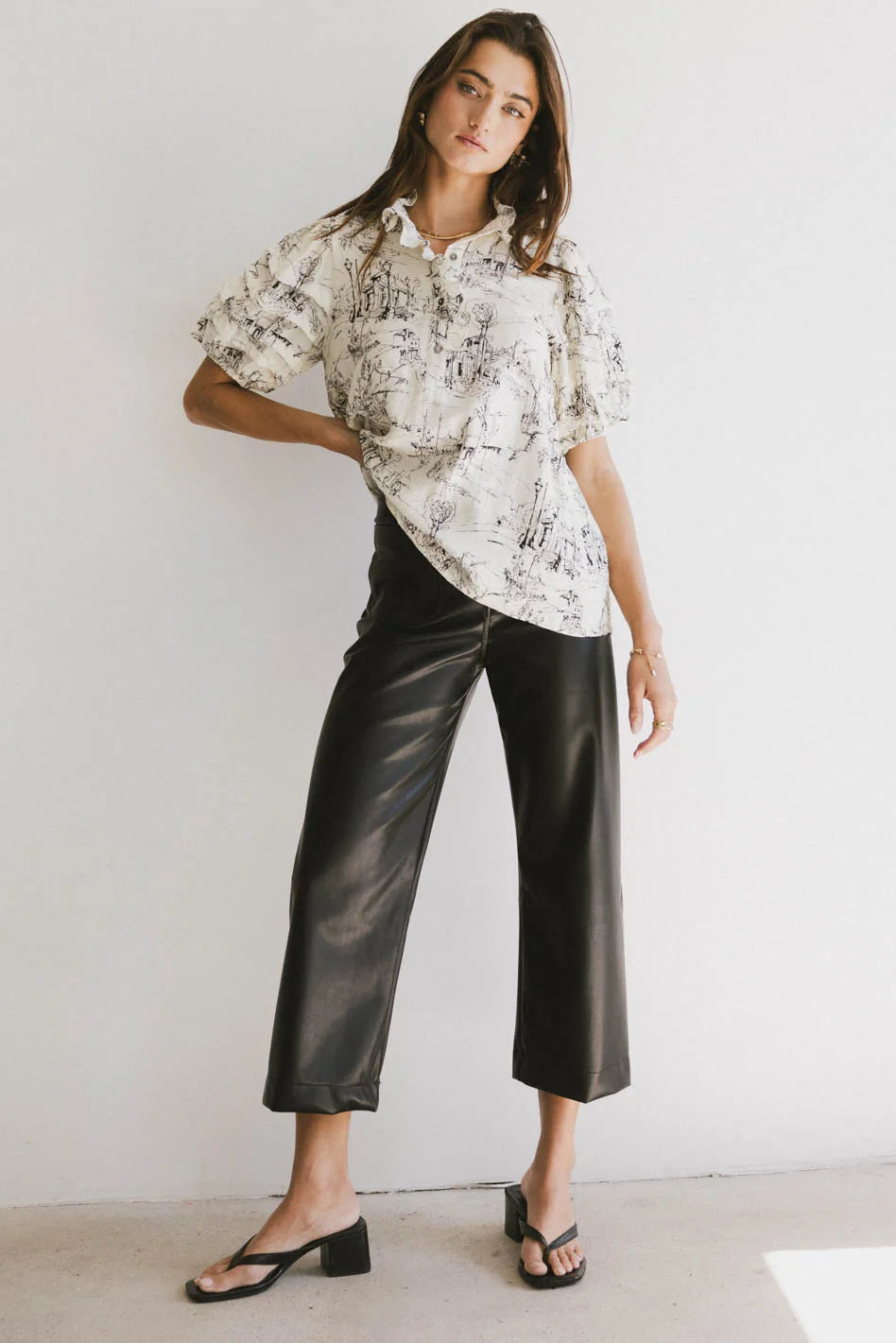 Little Town Blouse - Women's Casual Short Sleeve Tops for Everyday Wear | Perfect for Office, Dating & Weekend Outfits | FINAL SALE