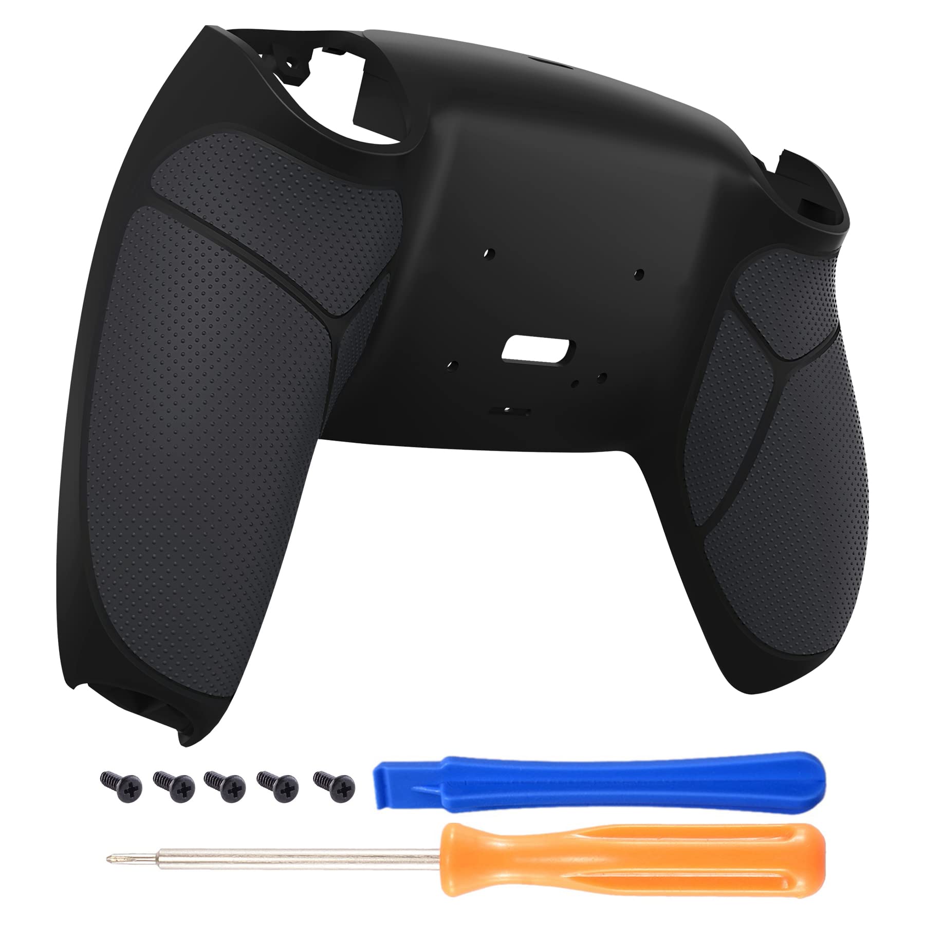 eXtremeRate Soft Grip Back Cover Case for PS5 Controller with Rise4 Remap Paddles Kit - Black | Enhanced Comfort & Control for Gaming, Streaming & Competitive Play