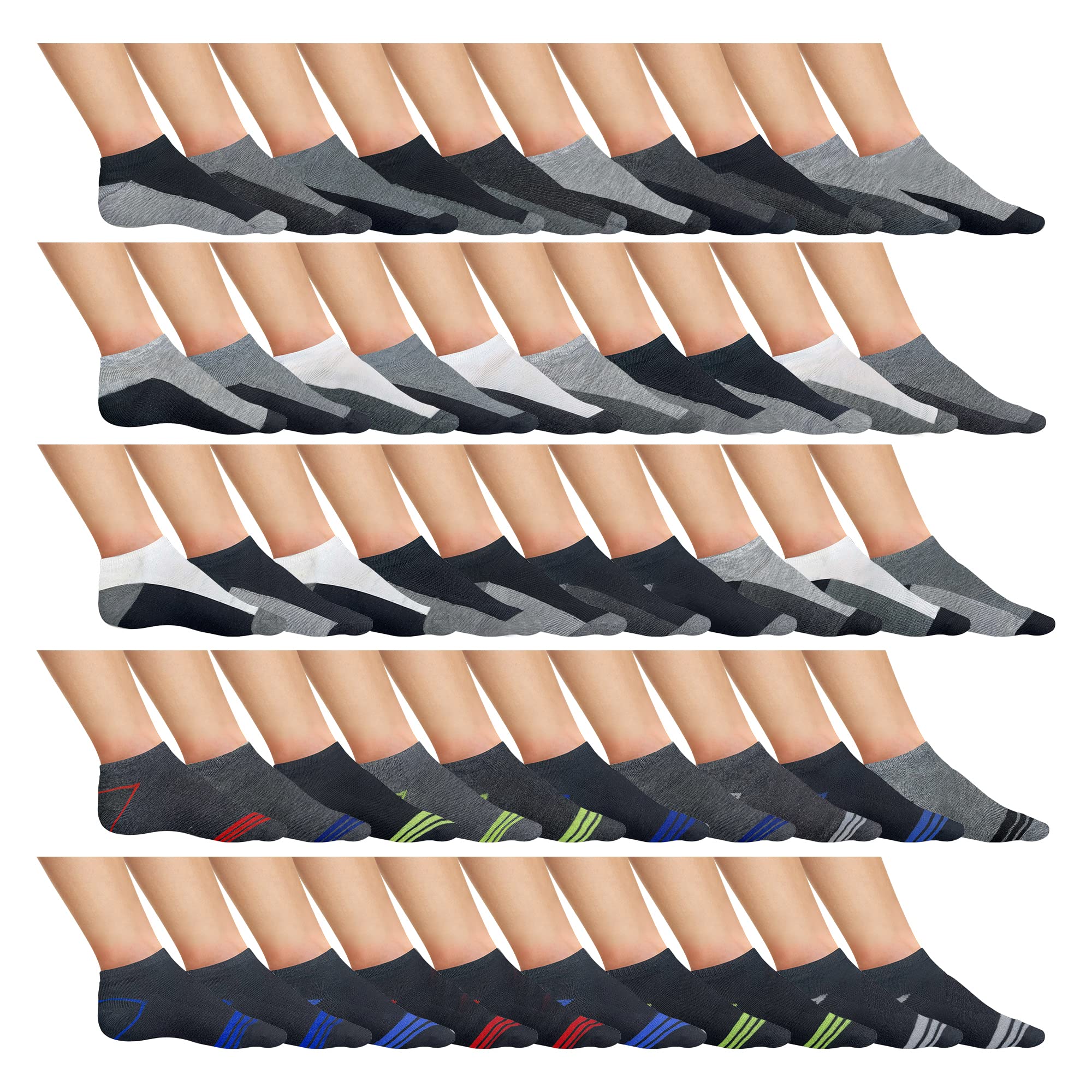 20 Pairs Men's Moisture-Wicking Athletic Socks - Breathable Quick-Dry Workout Socks for Running, Gym & Sports - Comfortable Non-Slip Cushioned Socks for Daily Wear & Active Lifestyle