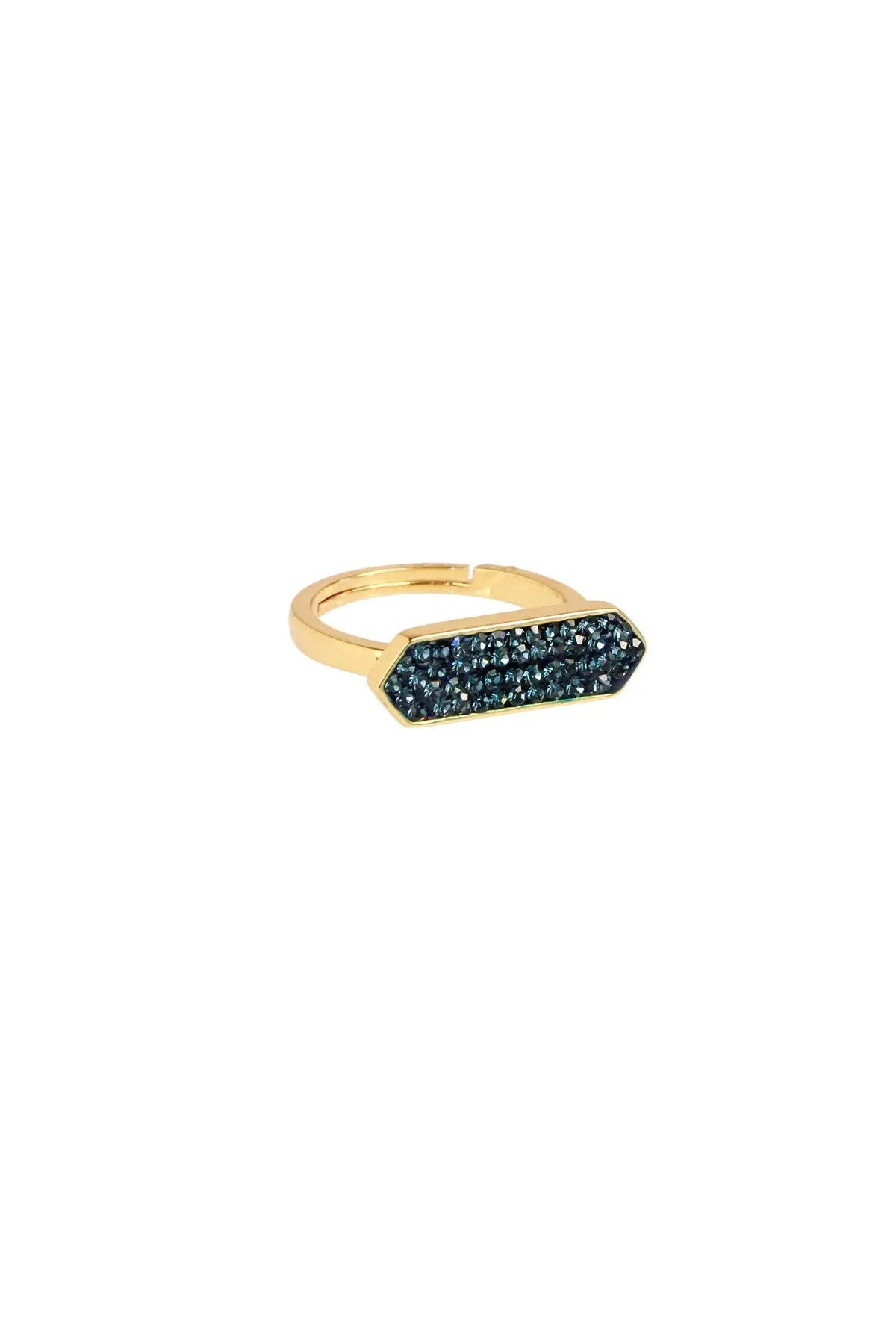 Elegant Crystal Bar Gold Plated Ring for Women - 18K Gold Finish Fashion Jewelry - Perfect for Parties, Weddings & Everyday Wear