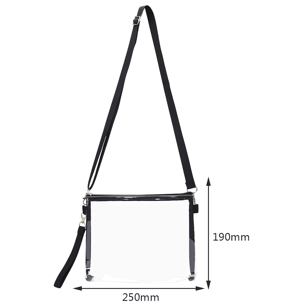 SHLKNKLE Clear Stadium Approved Crossbody Phone Bag - Adjustable Strap Transparent PVC Purse for Women - Perfect for Concerts, Sports Events & Travel (Black)