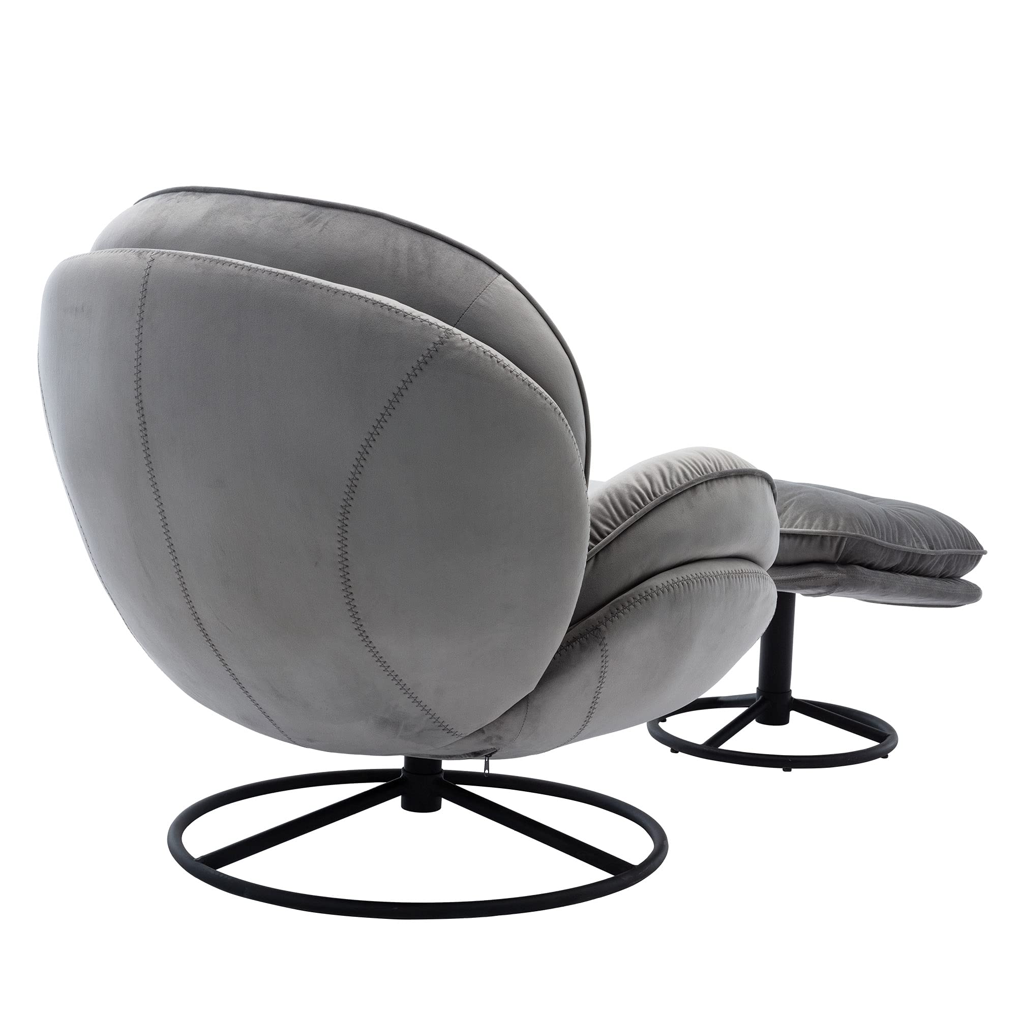 Modern Velvet Swivel Accent Chair with Ottoman Set - Gray Lounge Chair for Living Room, Home Office & Club - Metal Legs & Comfortable Seating - Perfect for Relaxing, Watching TV or Reading