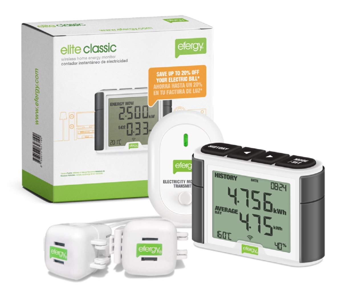 Efergy Elite 4.0 Wireless Home Energy Monitor - Portable Electricity Usage Tracker with Easy Installation (No WiFi Required) | Track Real-Time Power Consumption for Appliances & Save Energy Bills