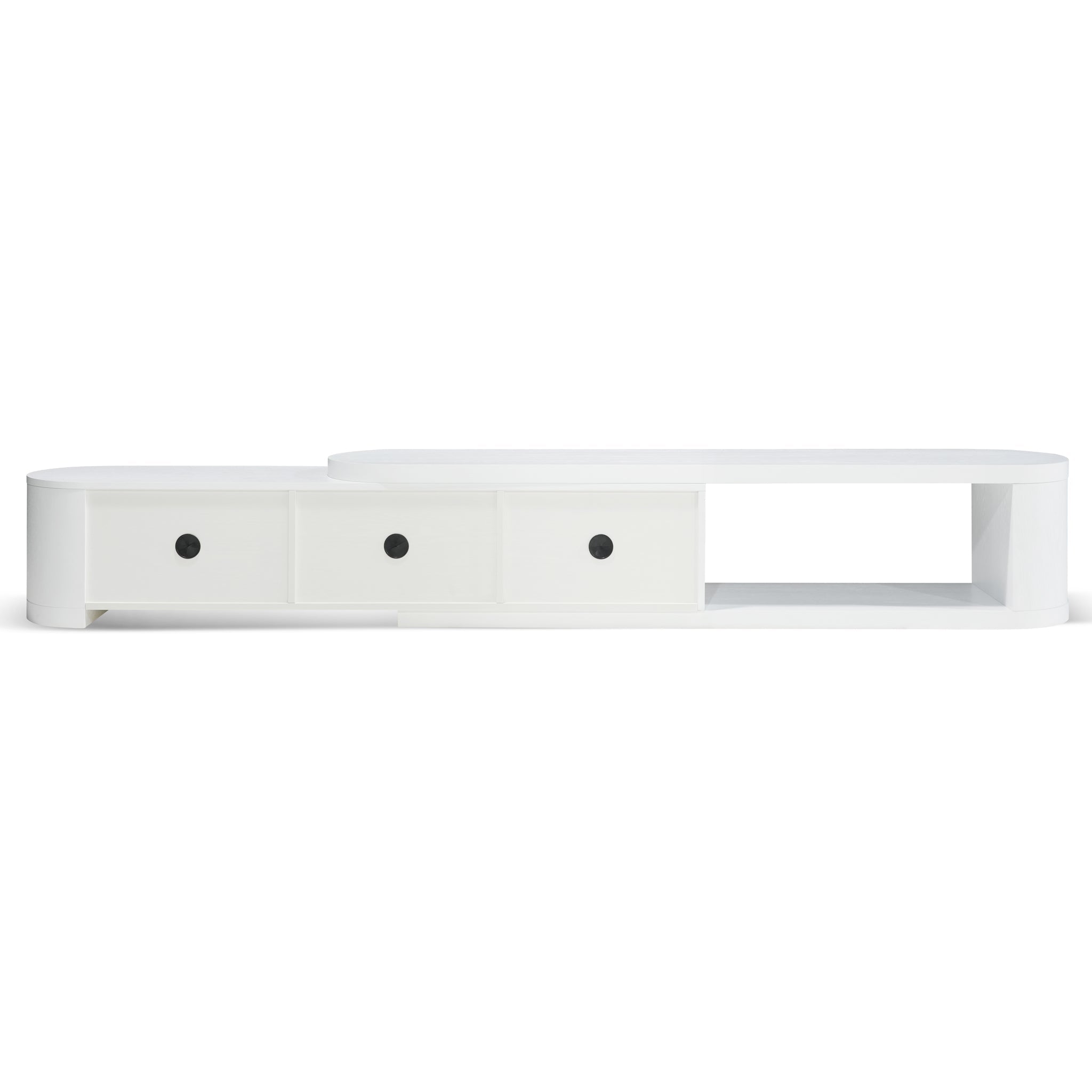 Extendable TV Stand Entertainment Center - Solid White Oak Wood Media Console for Living Room, Bedroom & Home Theater