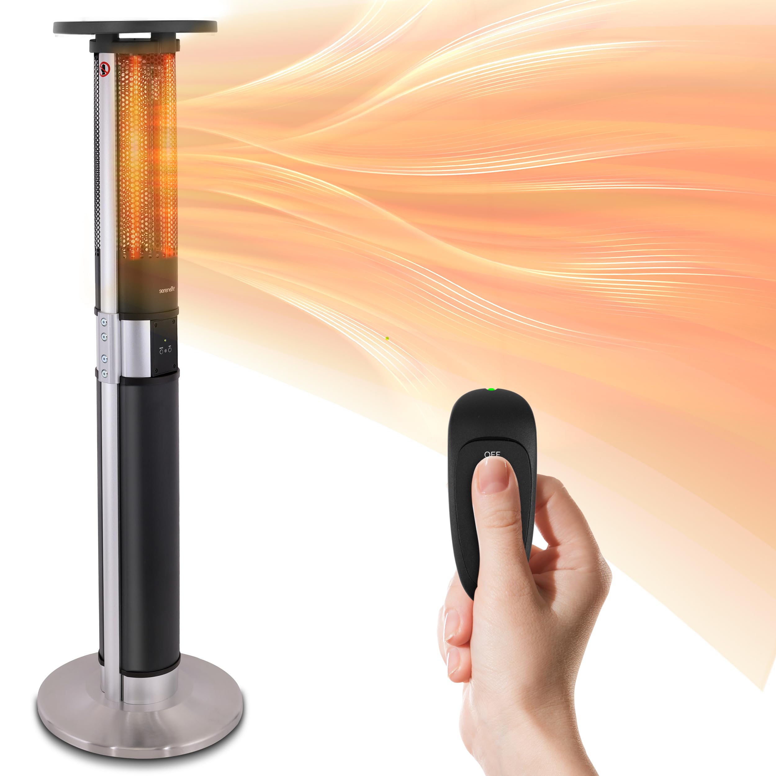SereneLife 1500W Infrared Electric Patio Heater with Remote Control - Portable Indoor Outdoor Heater for Restaurants, Backyards, Garages & Decks | Black Tower Heater for Winter Warmth & Outdoor Entertaining