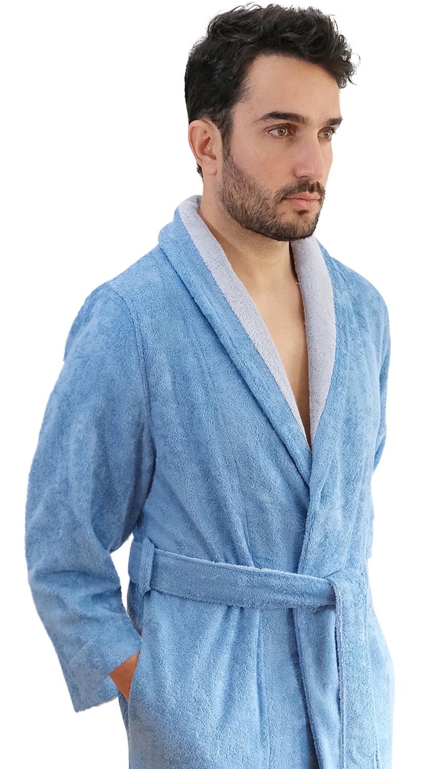 Premium Two-Tone Shawl Collar Bathrobe with Matching Slippers - European Crafted Luxury for Spa, Hotel & Home Relaxation