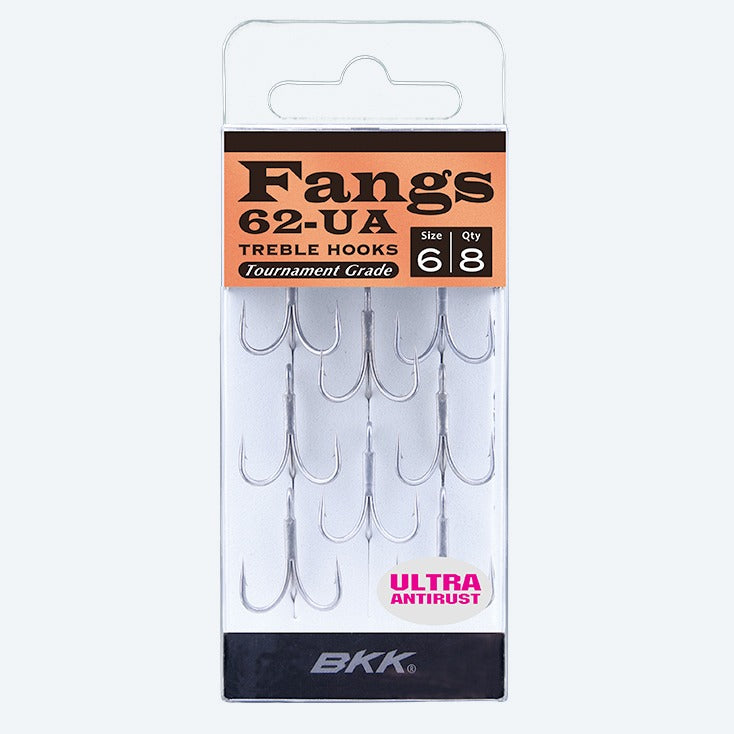 Premium BKK Hooks Fangs 62 UA Treble Fishing Hooks - Strong Sharp Corrosion-Resistant for Saltwater Freshwater Bass Trout Fishing Lures