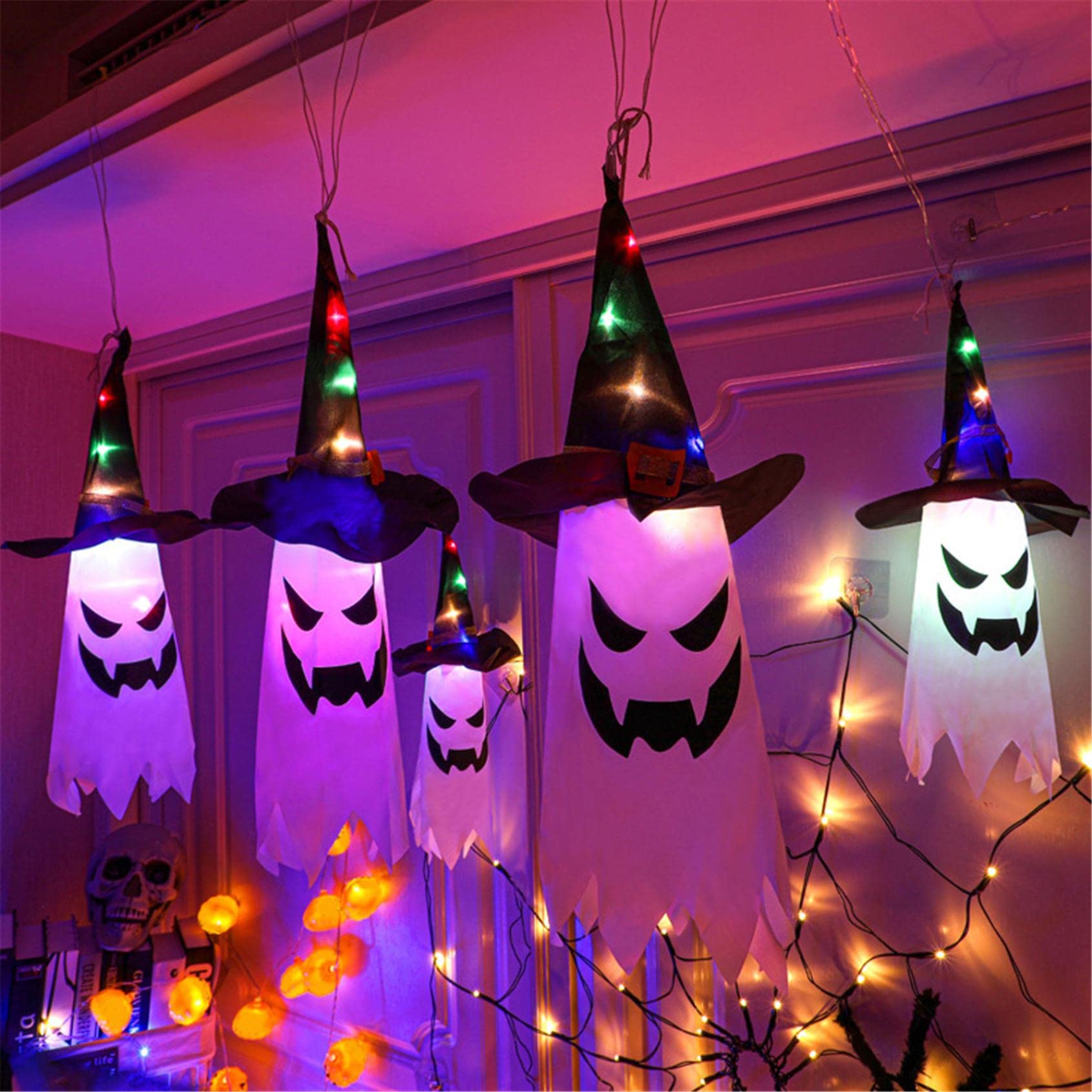 **CrazyPig Halloween Witch Hat String Lights - Spooky Ghost LED Lights for DIY Halloween Decor, Party, Yard, Bar & Haunted House - Perfect for Indoor & Outdoor Halloween Decoration**