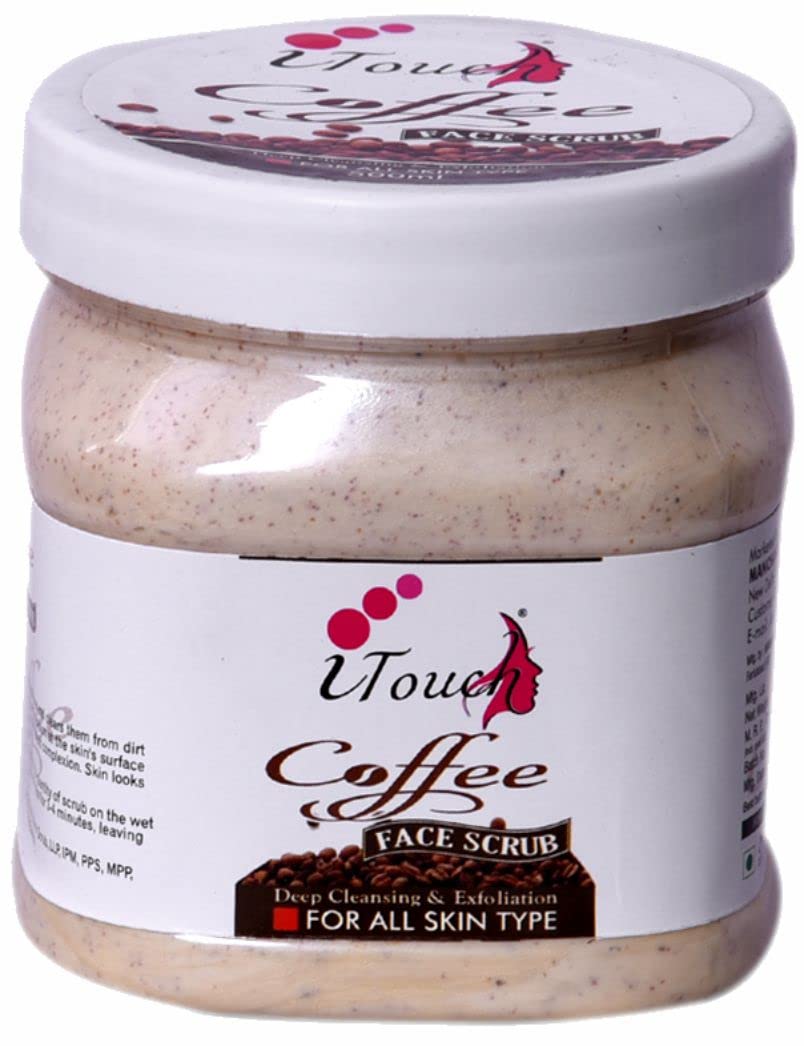 I TOUCH HERBAL Coffee Scrub (500 ml) - Skin Brightening & Tan Removal Body Scrub | Sulphate & Paraben Free, 100% Vegan | Exfoliating & Moisturizing for Smooth Skin - Perfect for Spa Day & Self-Care Routine
